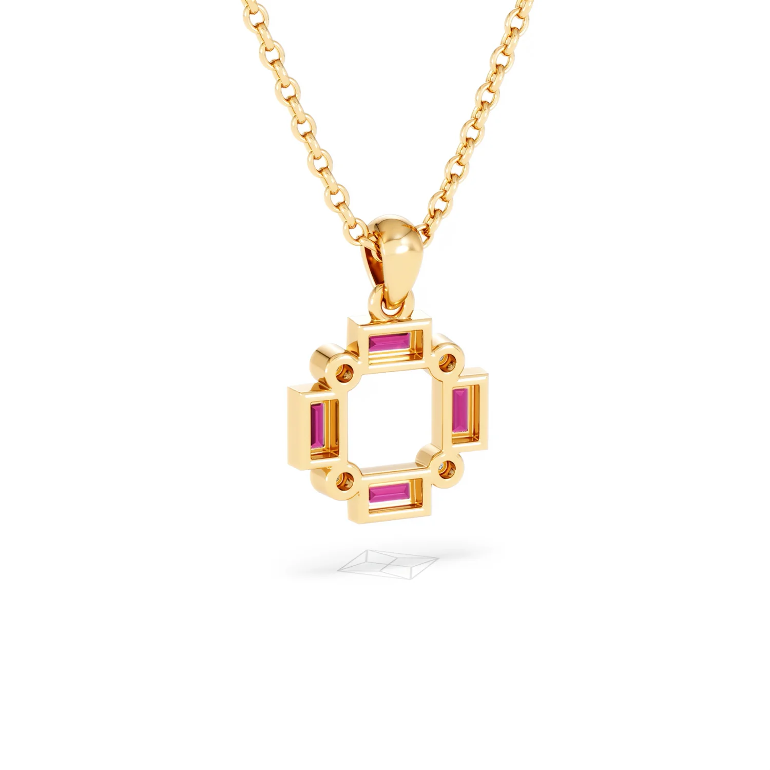 Forme 0.48ct Baguette Cut Lab Ruby Pendant Necklace in 18K Gold Vermeil - Image 52