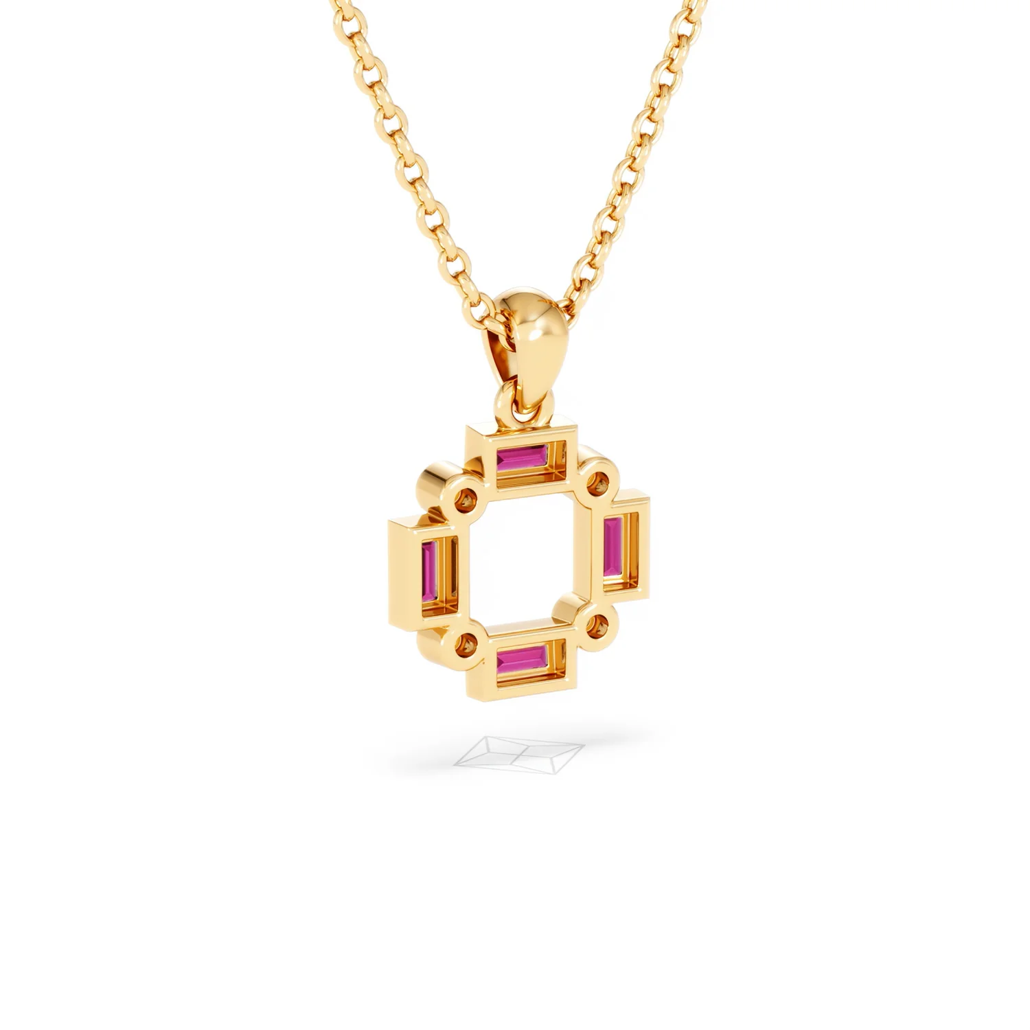 Forme 0.48ct Baguette Cut Lab Ruby Pendant Necklace in 18K Gold Vermeil - Image 53