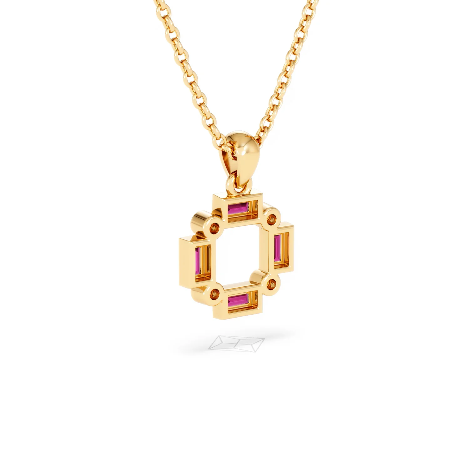 Forme 0.48ct Baguette Cut Lab Ruby Pendant Necklace in 18K Gold Vermeil - Image 54