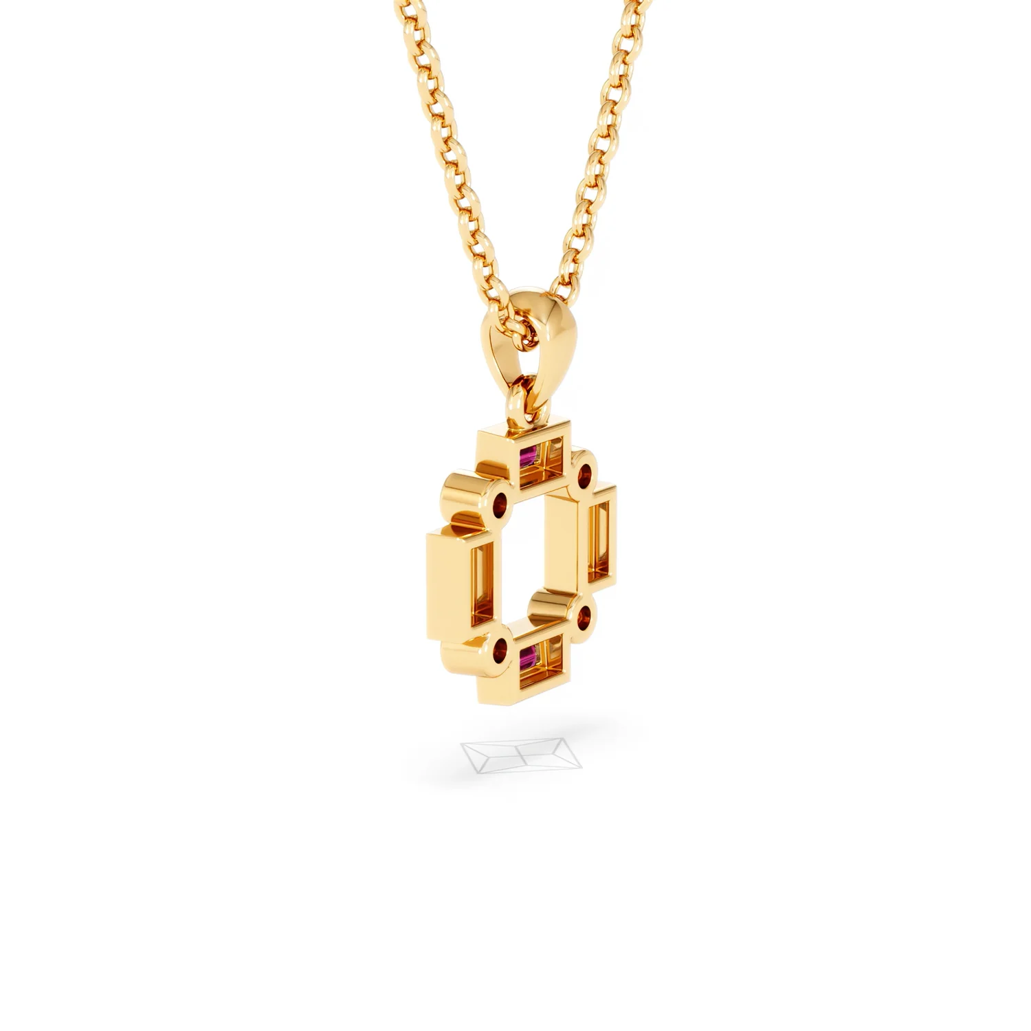 Forme 0.48ct Baguette Cut Lab Ruby Pendant Necklace in 18K Gold Vermeil - Image 59