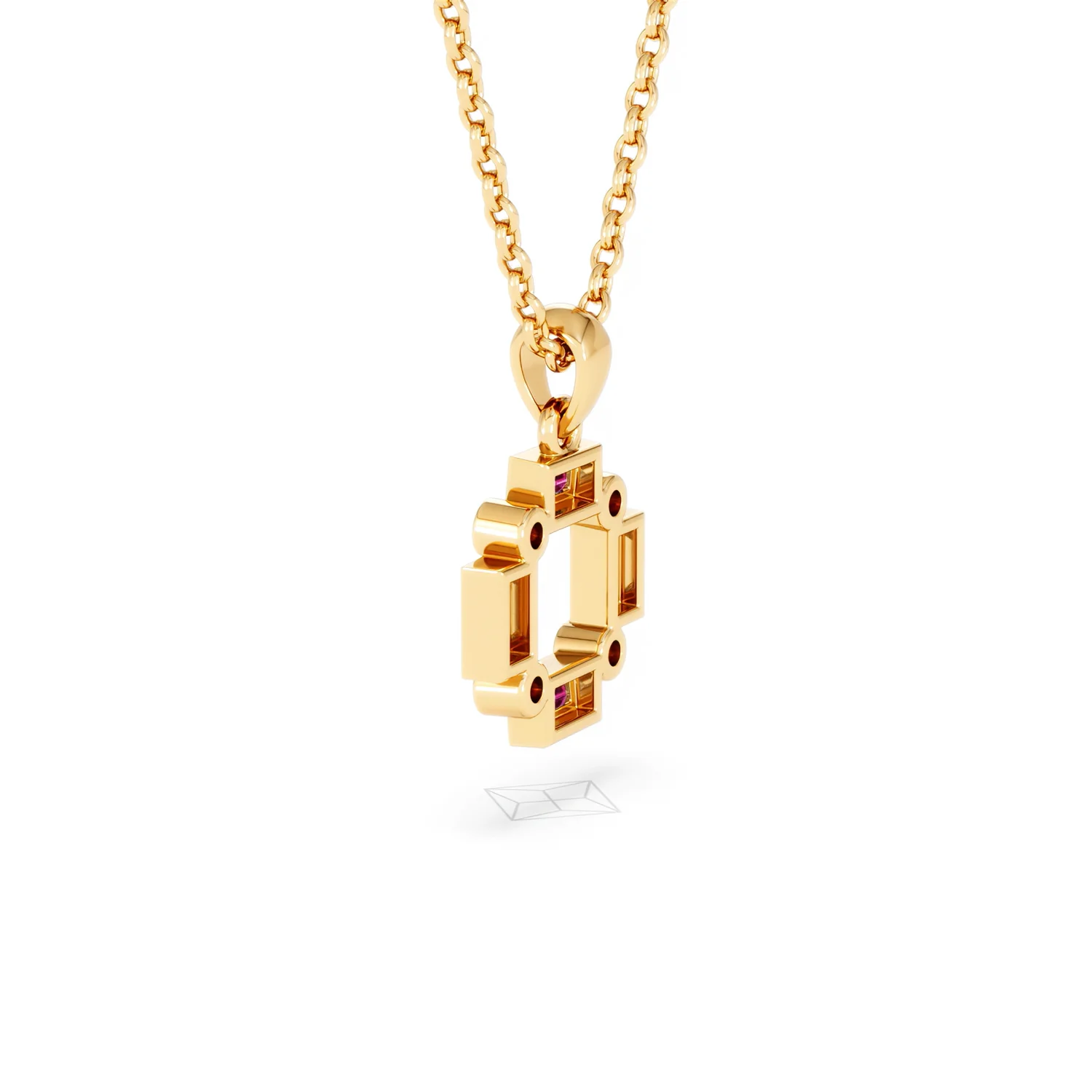 Forme 0.48ct Baguette Cut Lab Ruby Pendant Necklace in 18K Gold Vermeil - Image 60