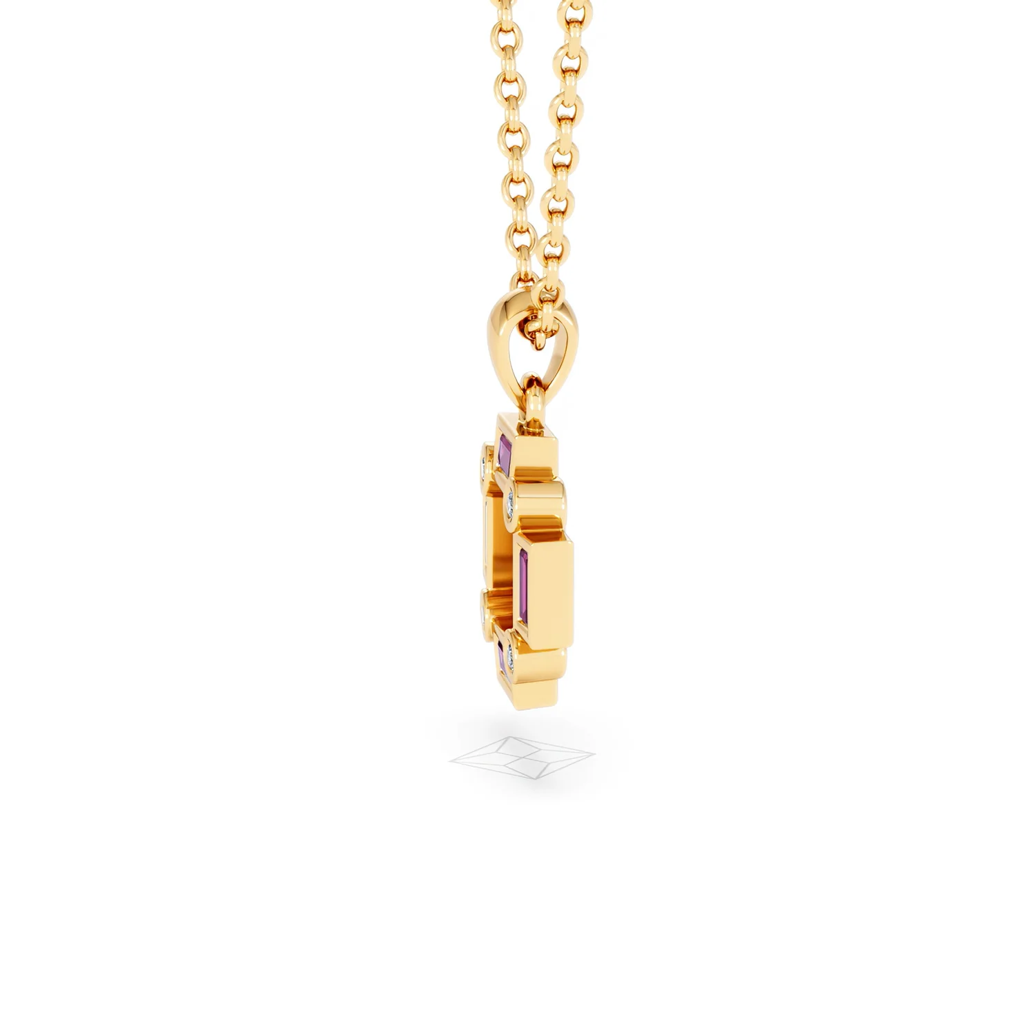 Forme 0.48ct Baguette Cut Lab Ruby Pendant Necklace in 18K Gold Vermeil - Image 69
