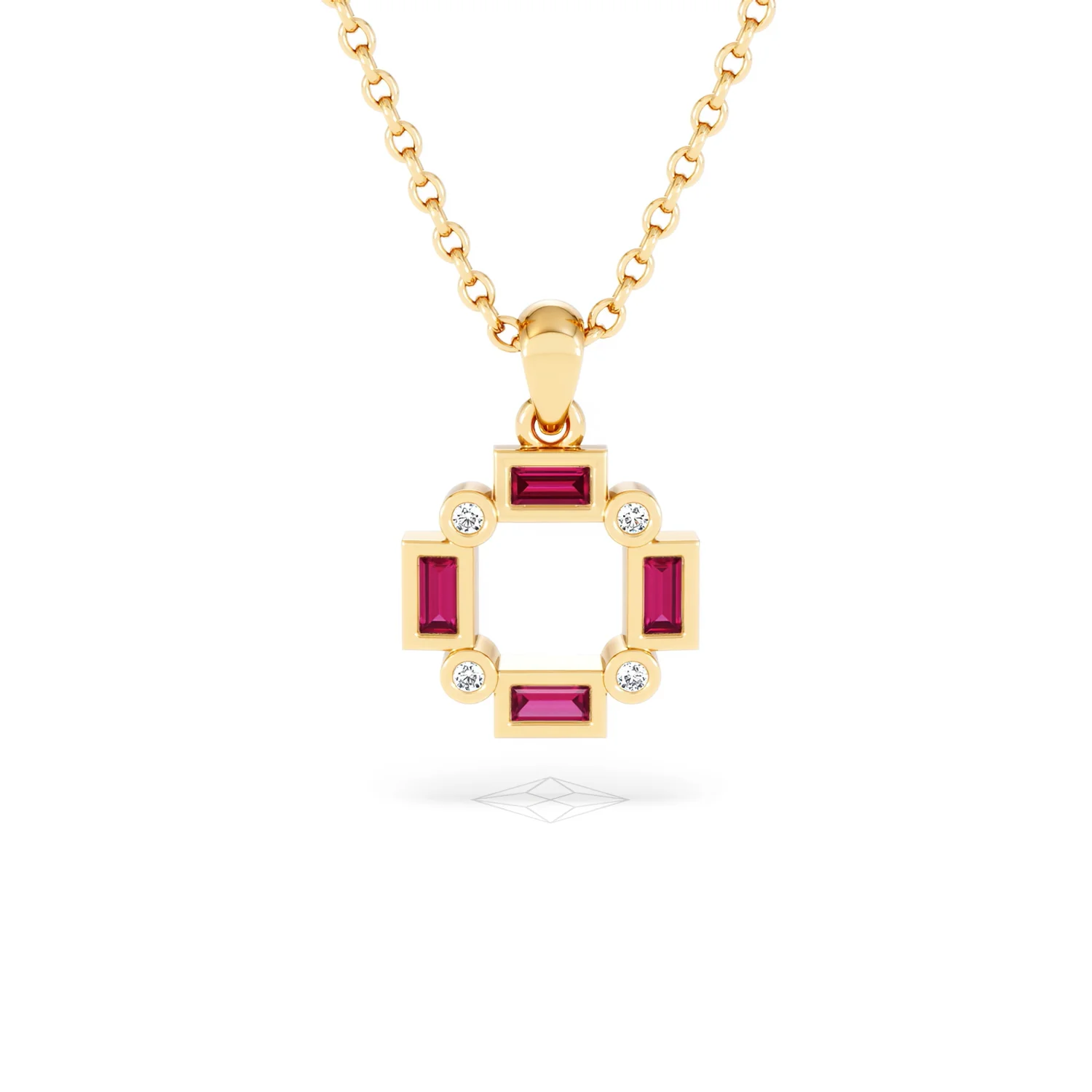 Forme 0.48ct Baguette Cut Lab Ruby Pendant Necklace in 18K Gold Vermeil - Image 7