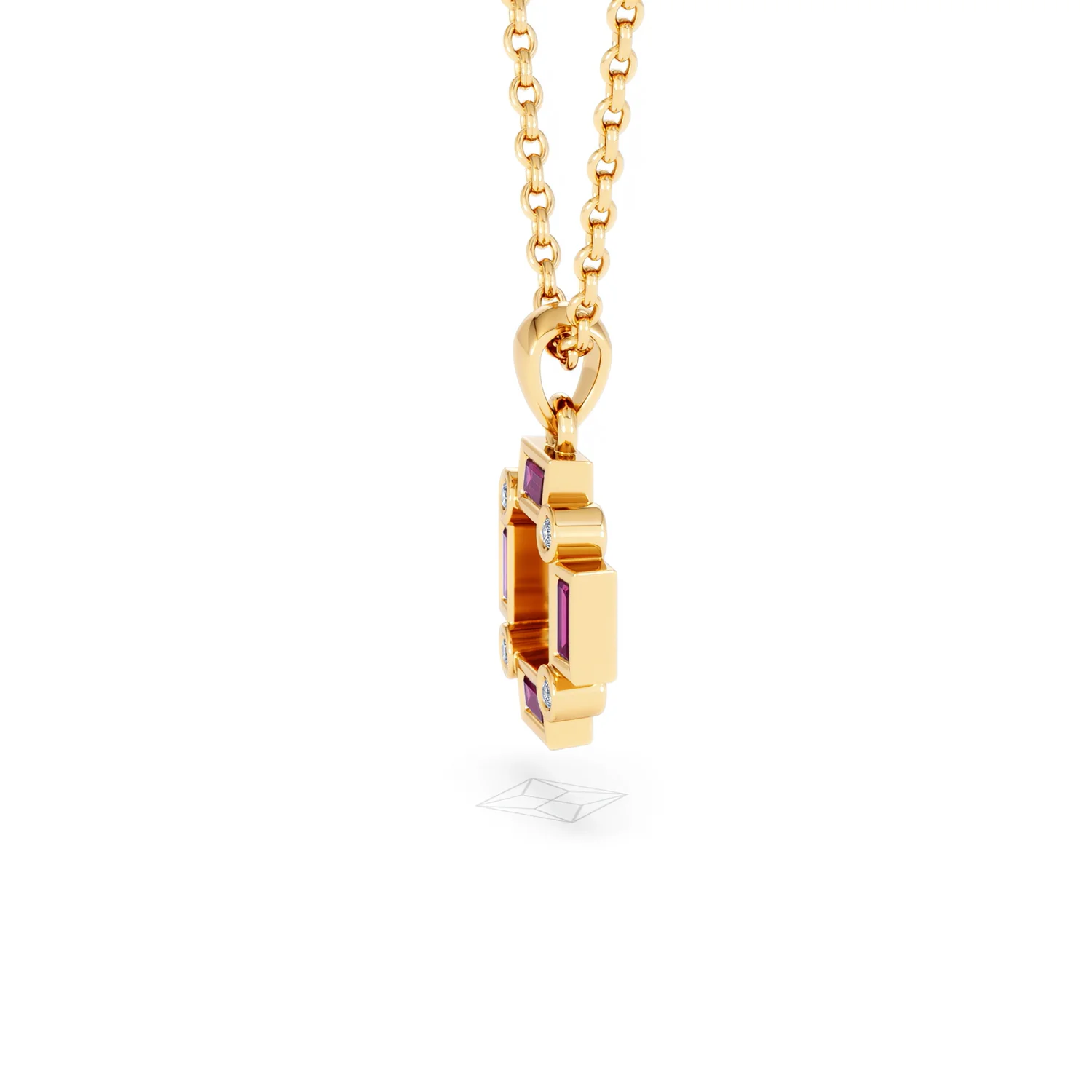 Forme 0.48ct Baguette Cut Lab Ruby Pendant Necklace in 18K Gold Vermeil - Image 70