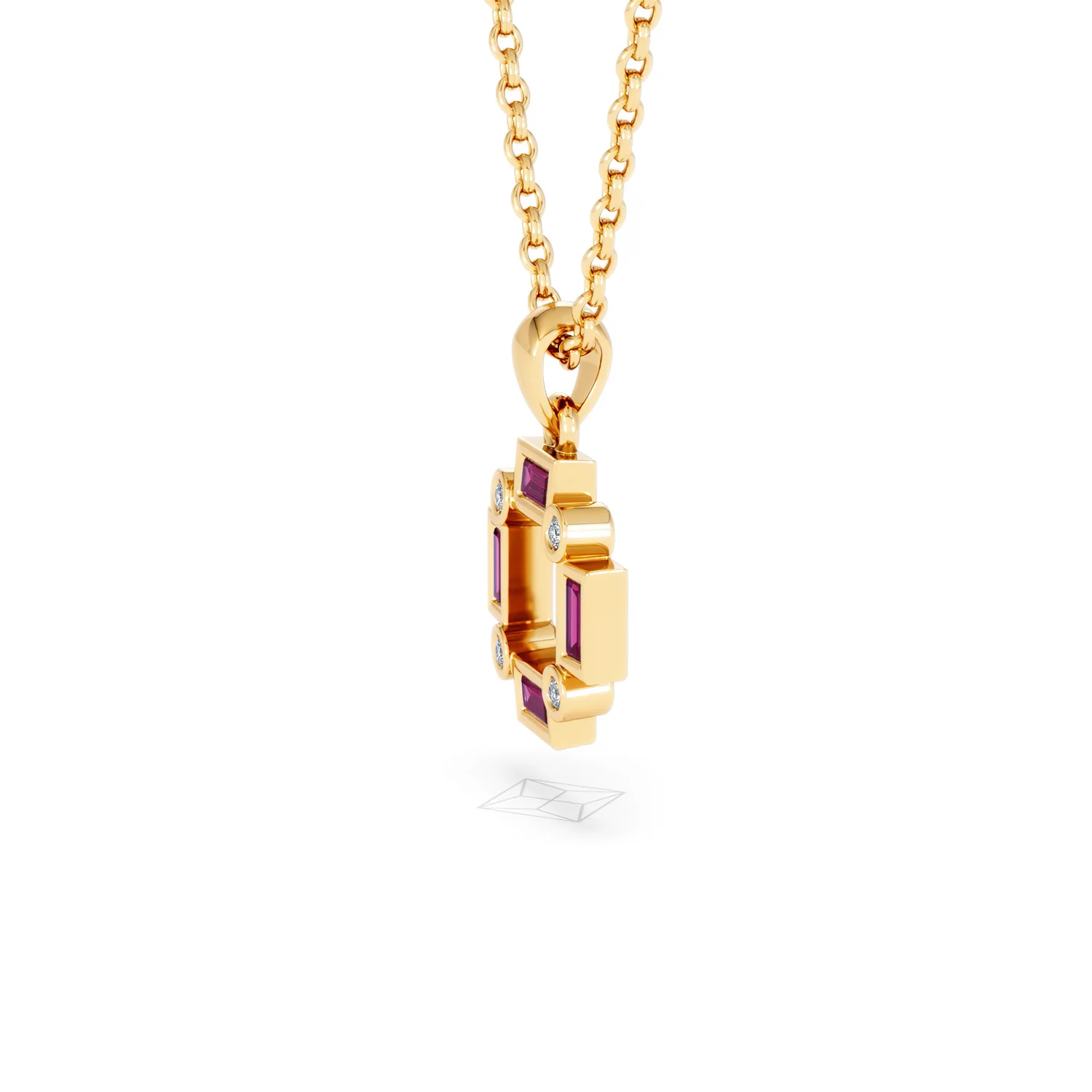 Forme 0.48ct Baguette Cut Lab Ruby Pendant Necklace in 18K Gold Vermeil - Image 71