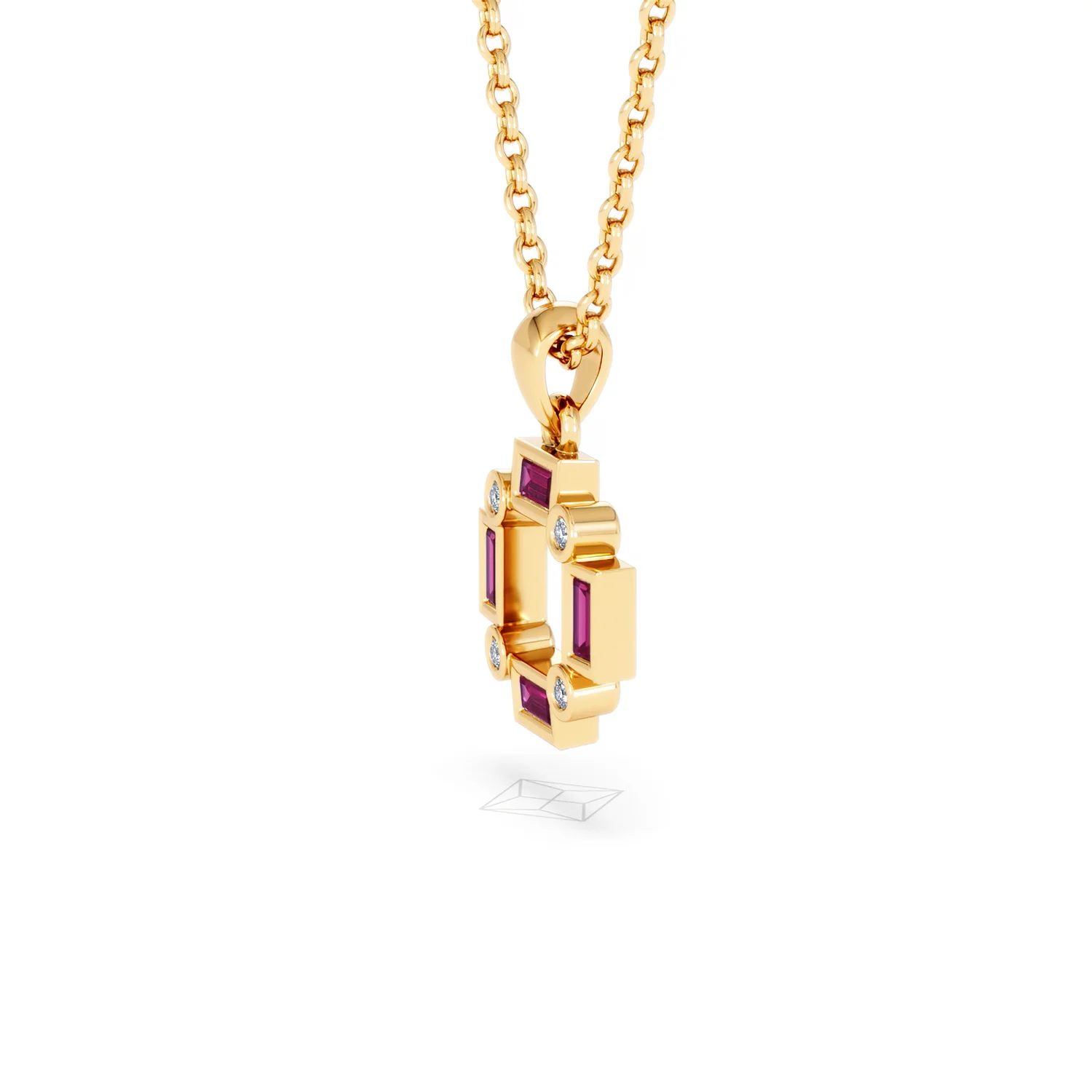 Forme 0.48ct Baguette Cut Lab Ruby Pendant Necklace in 18K Gold Vermeil - Image 72