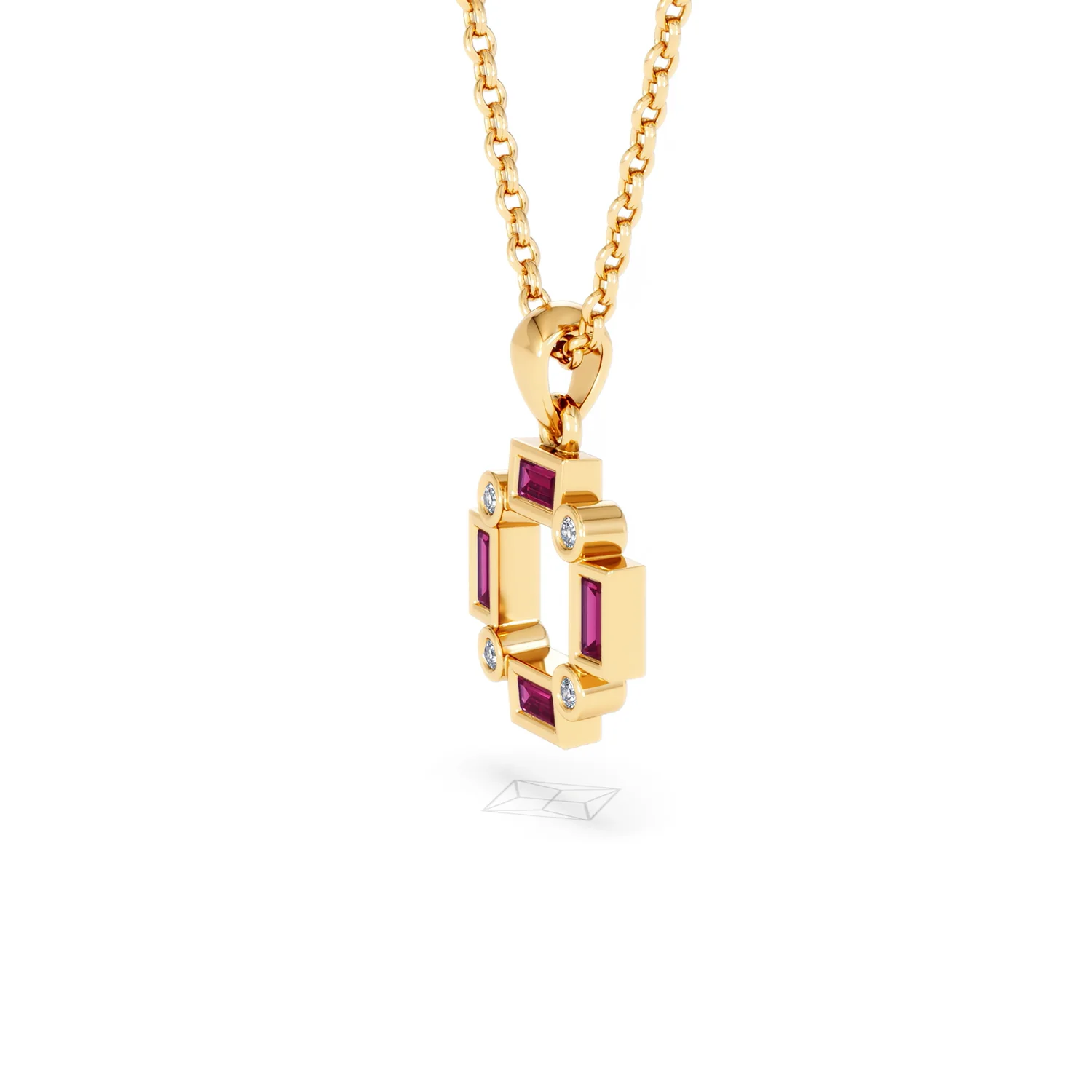 Forme 0.48ct Baguette Cut Lab Ruby Pendant Necklace in 18K Gold Vermeil - Image 73