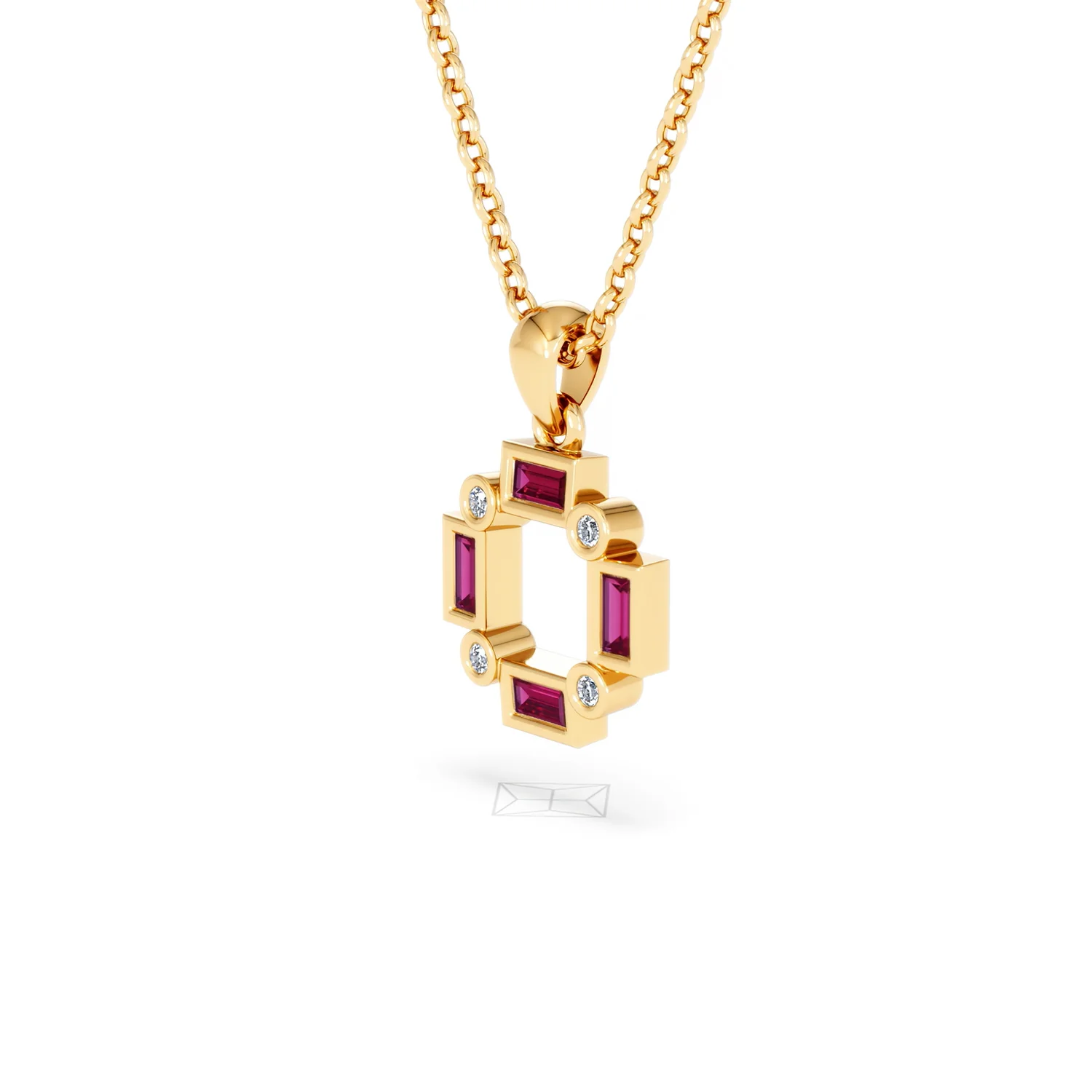 Forme 0.48ct Baguette Cut Lab Ruby Pendant Necklace in 18K Gold Vermeil - Image 76
