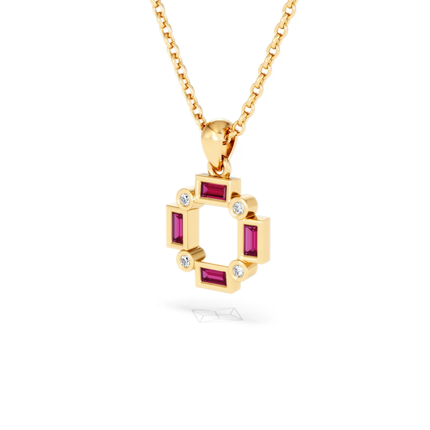 Forme 0.48ct Baguette Cut Lab Ruby Pendant Necklace in 18K Gold Vermeil - Image 79