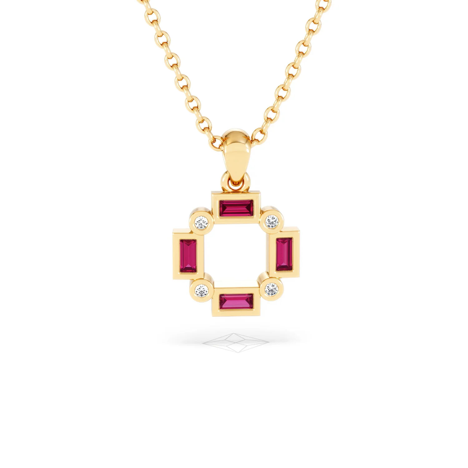 Forme 0.48ct Baguette Cut Lab Ruby Pendant Necklace in 18K Gold Vermeil - Image 8