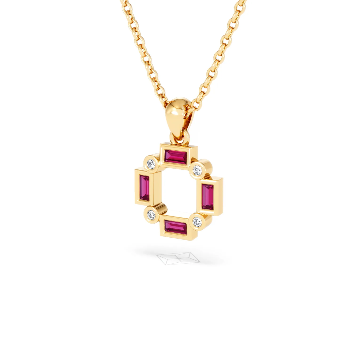 Forme 0.48ct Baguette Cut Lab Ruby Pendant Necklace in 18K Gold Vermeil - Image 80