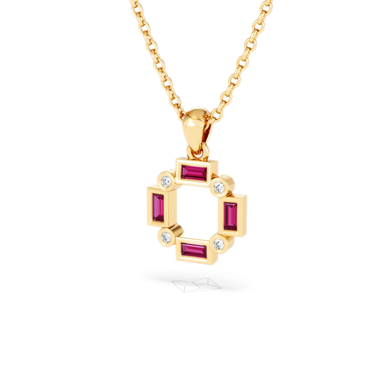 Forme 0.48ct Baguette Cut Lab Ruby Pendant Necklace in 18K Gold Vermeil - Image 81