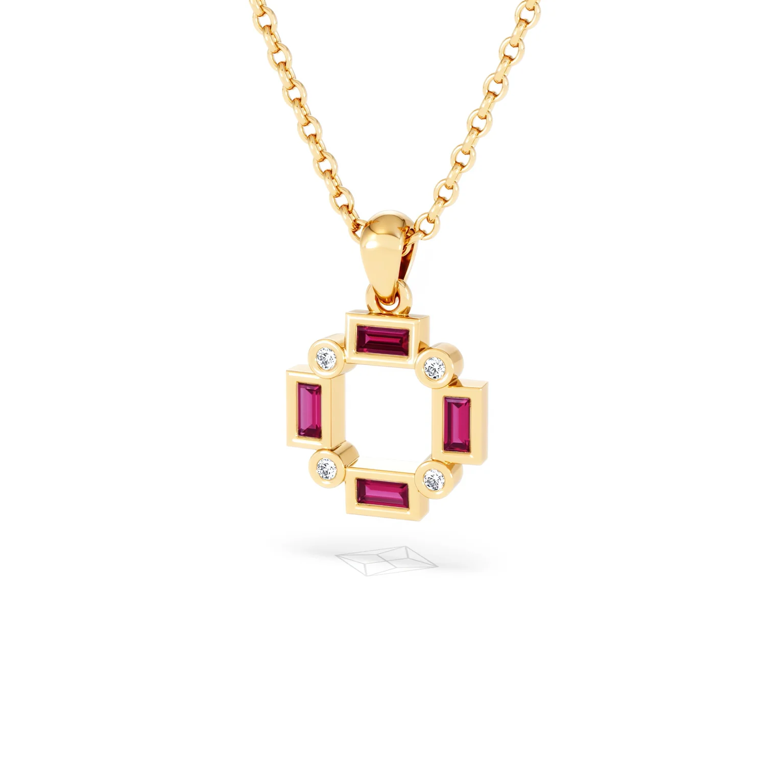 Forme 0.48ct Baguette Cut Lab Ruby Pendant Necklace in 18K Gold Vermeil - Image 82