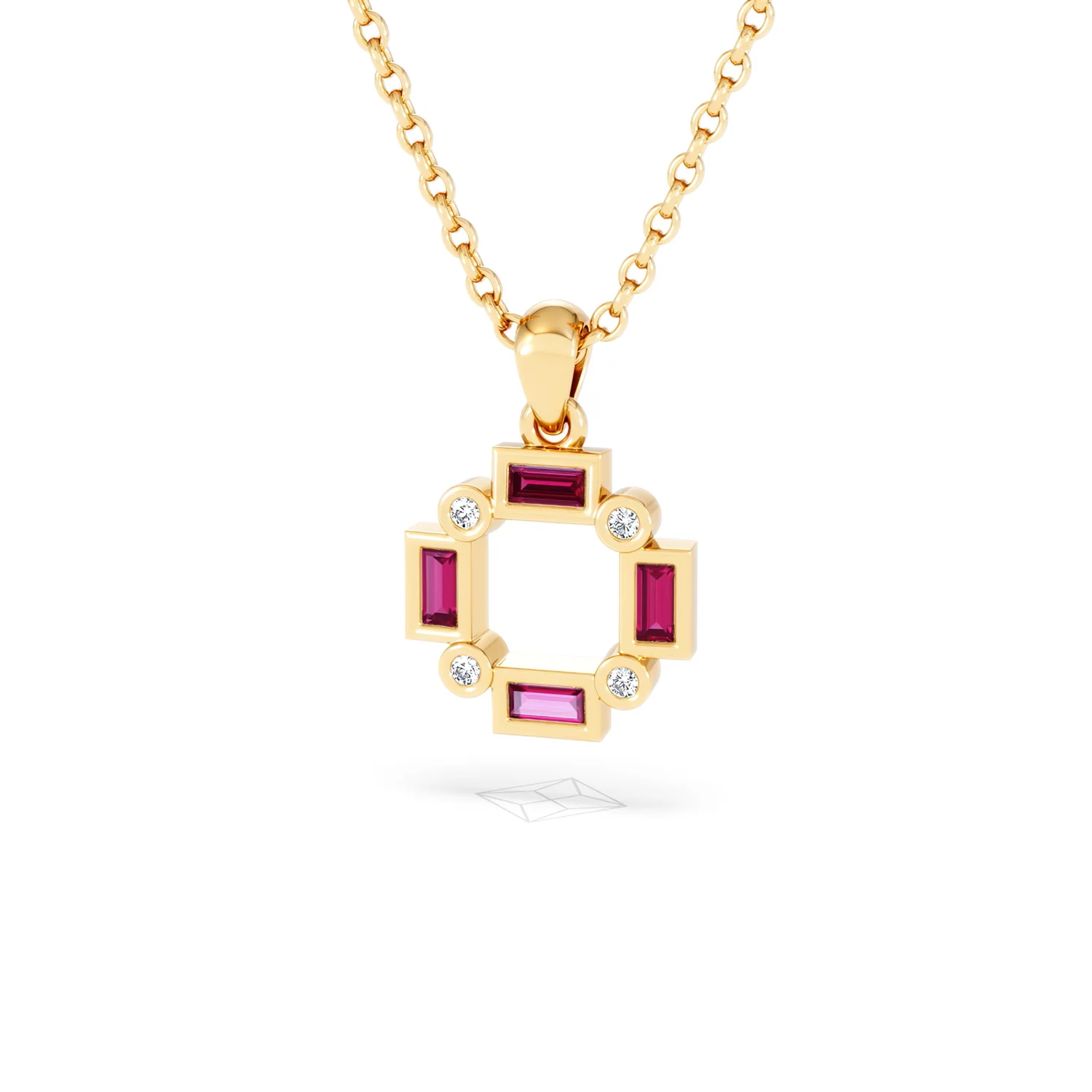 Forme 0.48ct Baguette Cut Lab Ruby Pendant Necklace in 18K Gold Vermeil - Image 83