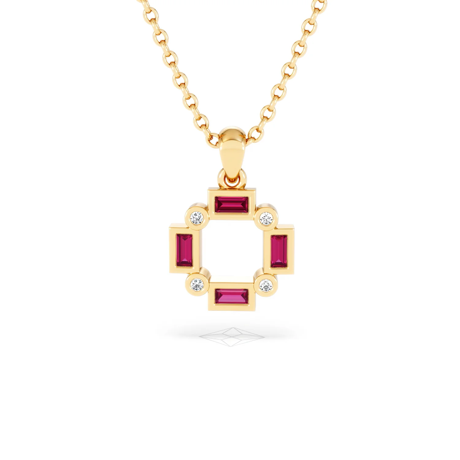 Forme 0.48ct Baguette Cut Lab Ruby Pendant Necklace in 18K Gold Vermeil - Image 86