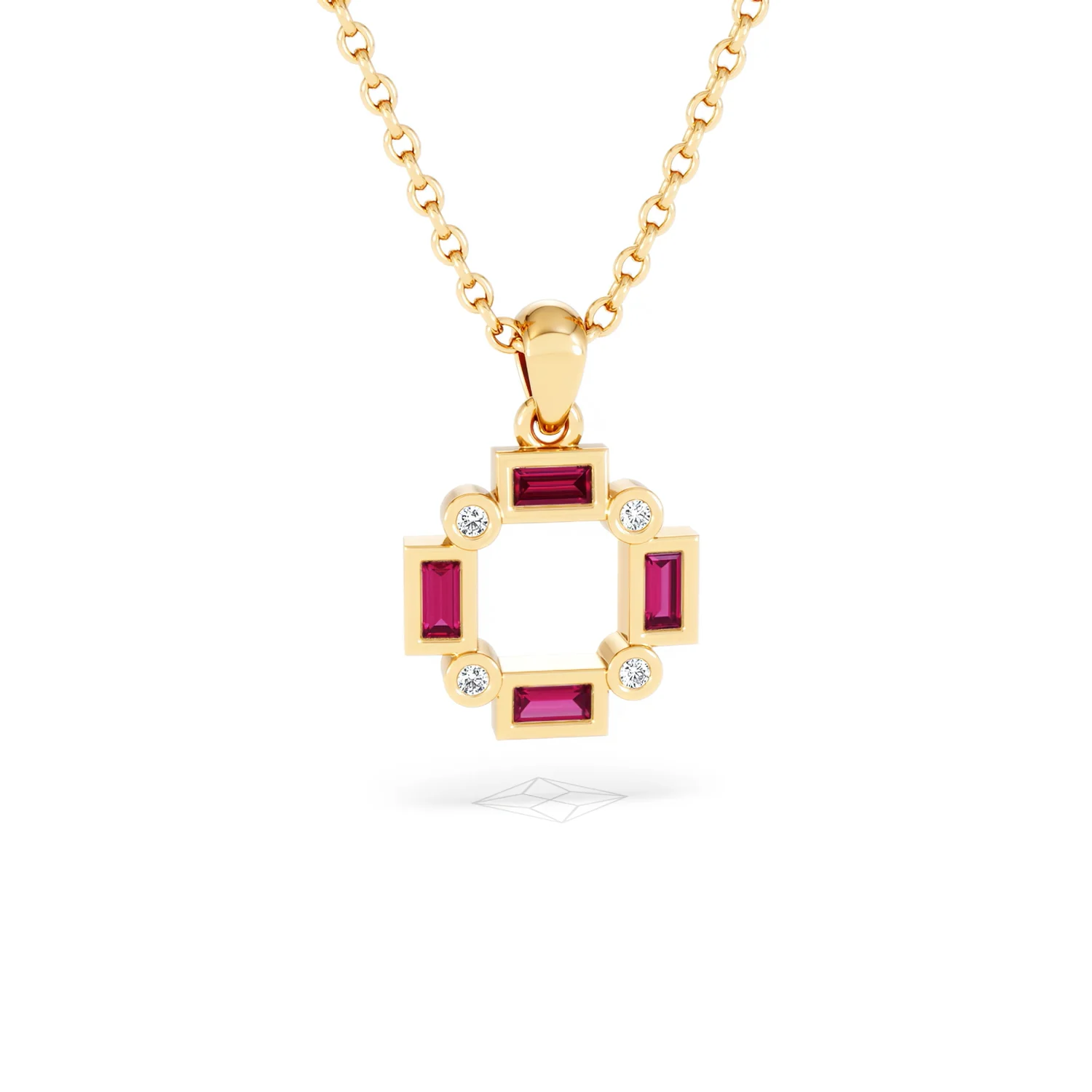 Forme 0.48ct Baguette Cut Lab Ruby Pendant Necklace in 18K Gold Vermeil - Image 9