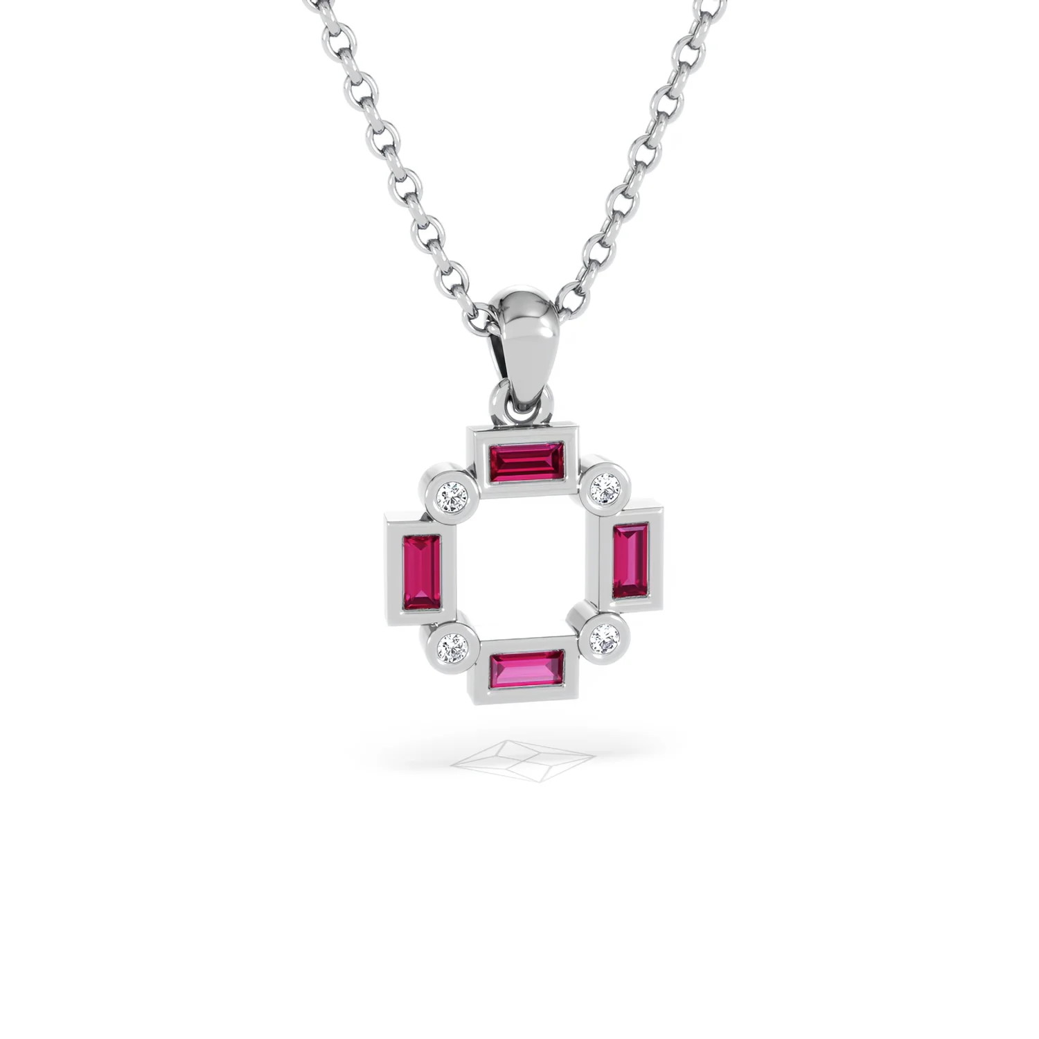 Forme 0.48ct Baguette Cut Lab Ruby Pendant Necklace in Sterling Silver - Image 10