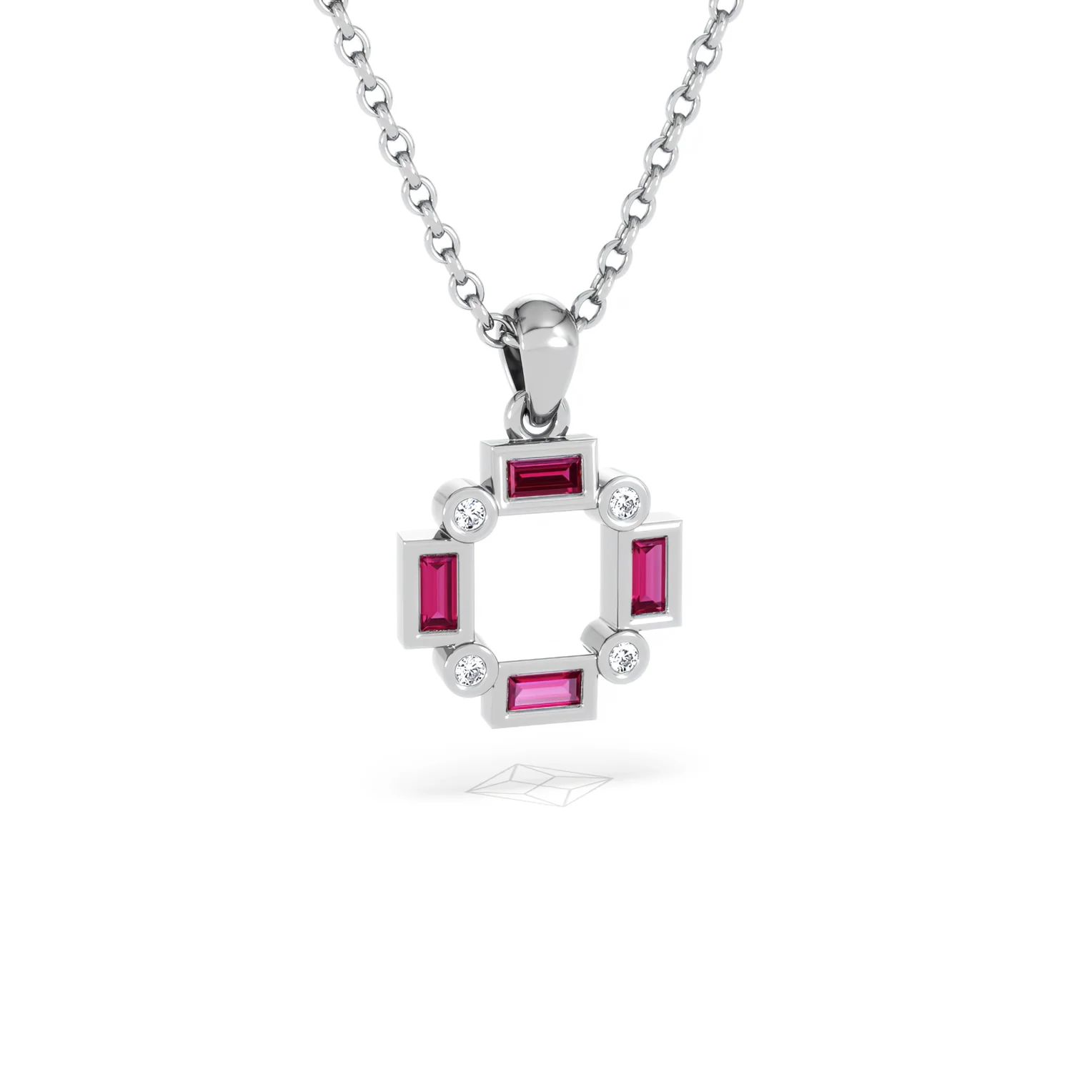 Forme 0.48ct Baguette Cut Lab Ruby Pendant Necklace in Sterling Silver - Image 11