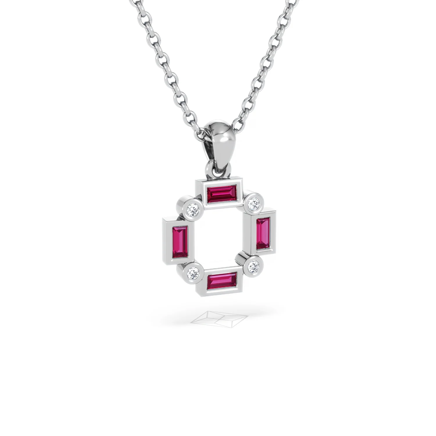 Forme 0.48ct Baguette Cut Lab Ruby Pendant Necklace in Sterling Silver - Image 12