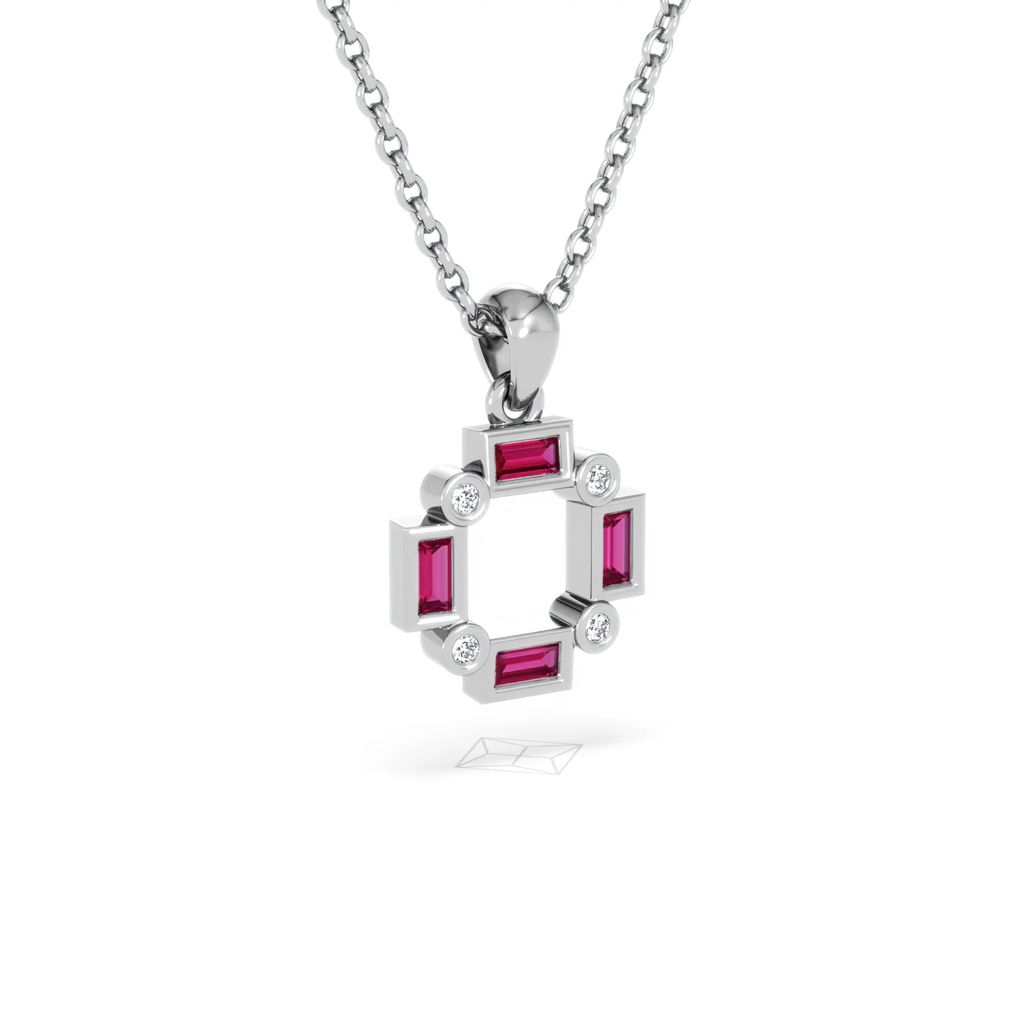 Forme 0.48ct Baguette Cut Lab Ruby Pendant Necklace in Sterling Silver - Image 14