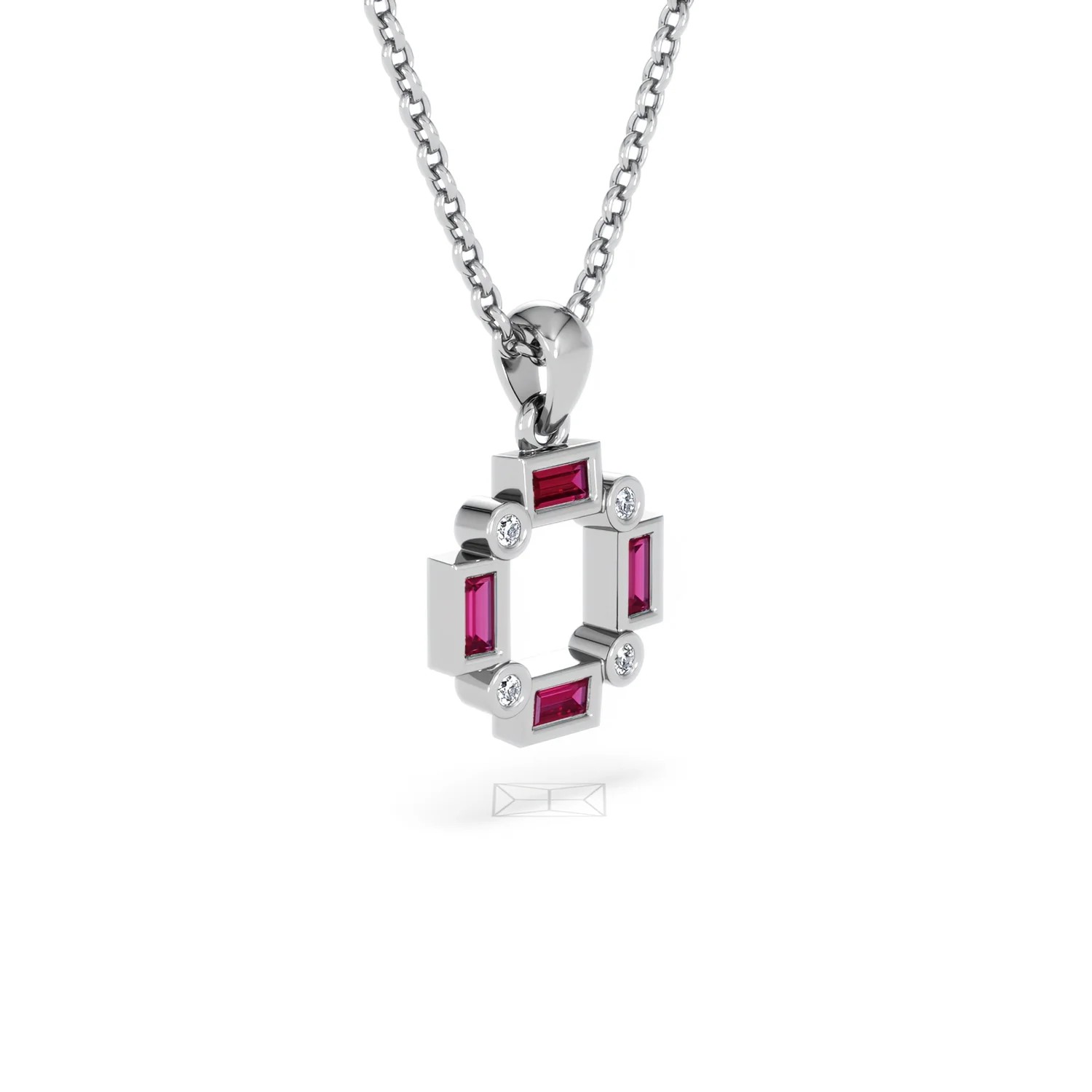 Forme 0.48ct Baguette Cut Lab Ruby Pendant Necklace in Sterling Silver - Image 17