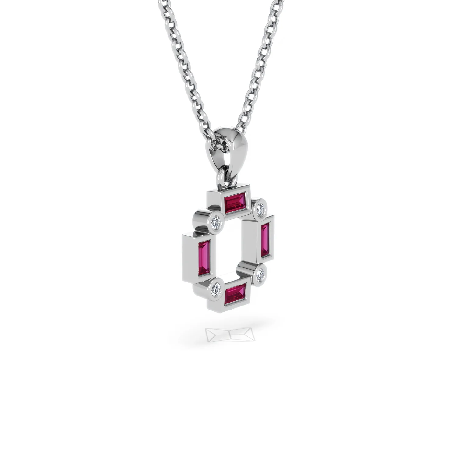 Forme 0.48ct Baguette Cut Lab Ruby Pendant Necklace in Sterling Silver - Image 18