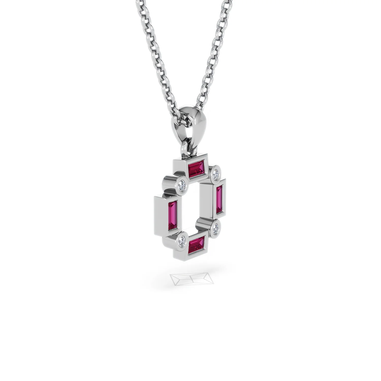 Forme 0.48ct Baguette Cut Lab Ruby Pendant Necklace in Sterling Silver - Image 19