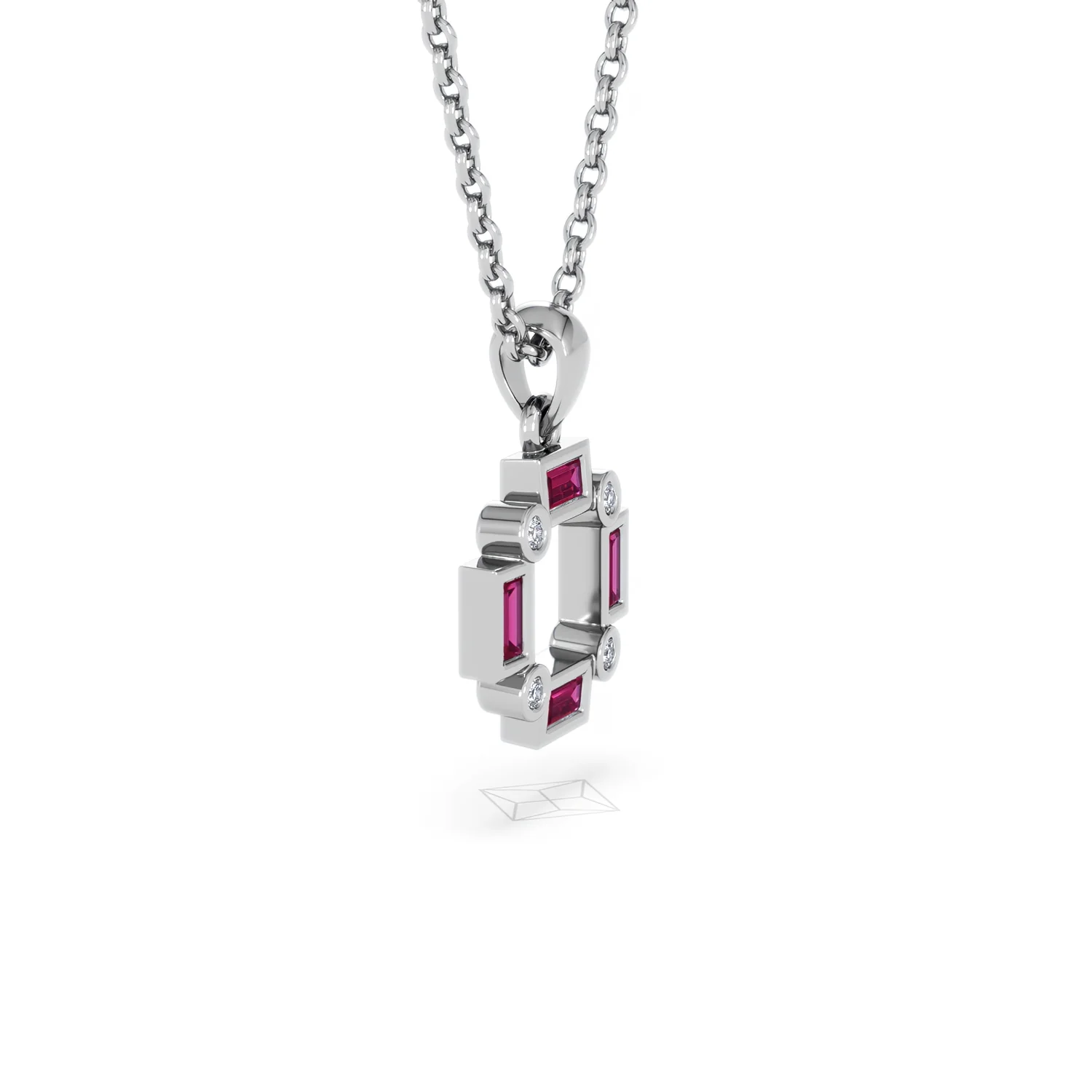 Forme 0.48ct Baguette Cut Lab Ruby Pendant Necklace in Sterling Silver - Image 21