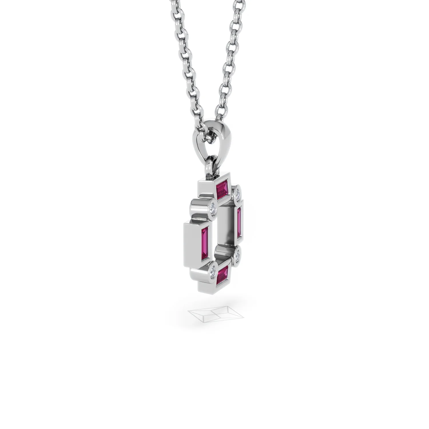 Forme 0.48ct Baguette Cut Lab Ruby Pendant Necklace in Sterling Silver - Image 22