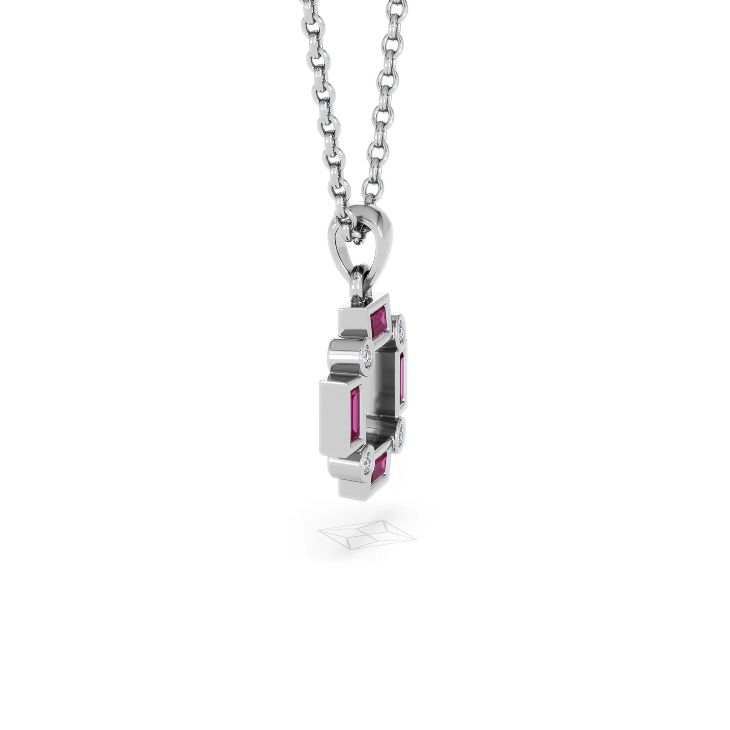 Forme 0.48ct Baguette Cut Lab Ruby Pendant Necklace in Sterling Silver - Image 23