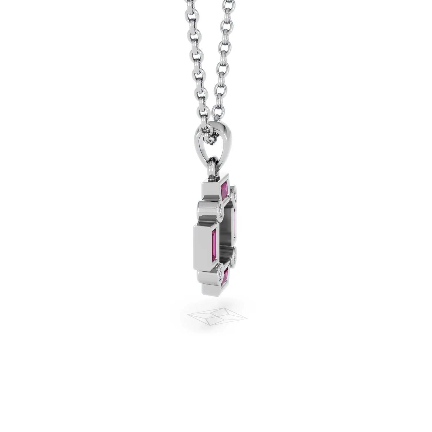 Forme 0.48ct Baguette Cut Lab Ruby Pendant Necklace in Sterling Silver - Image 24