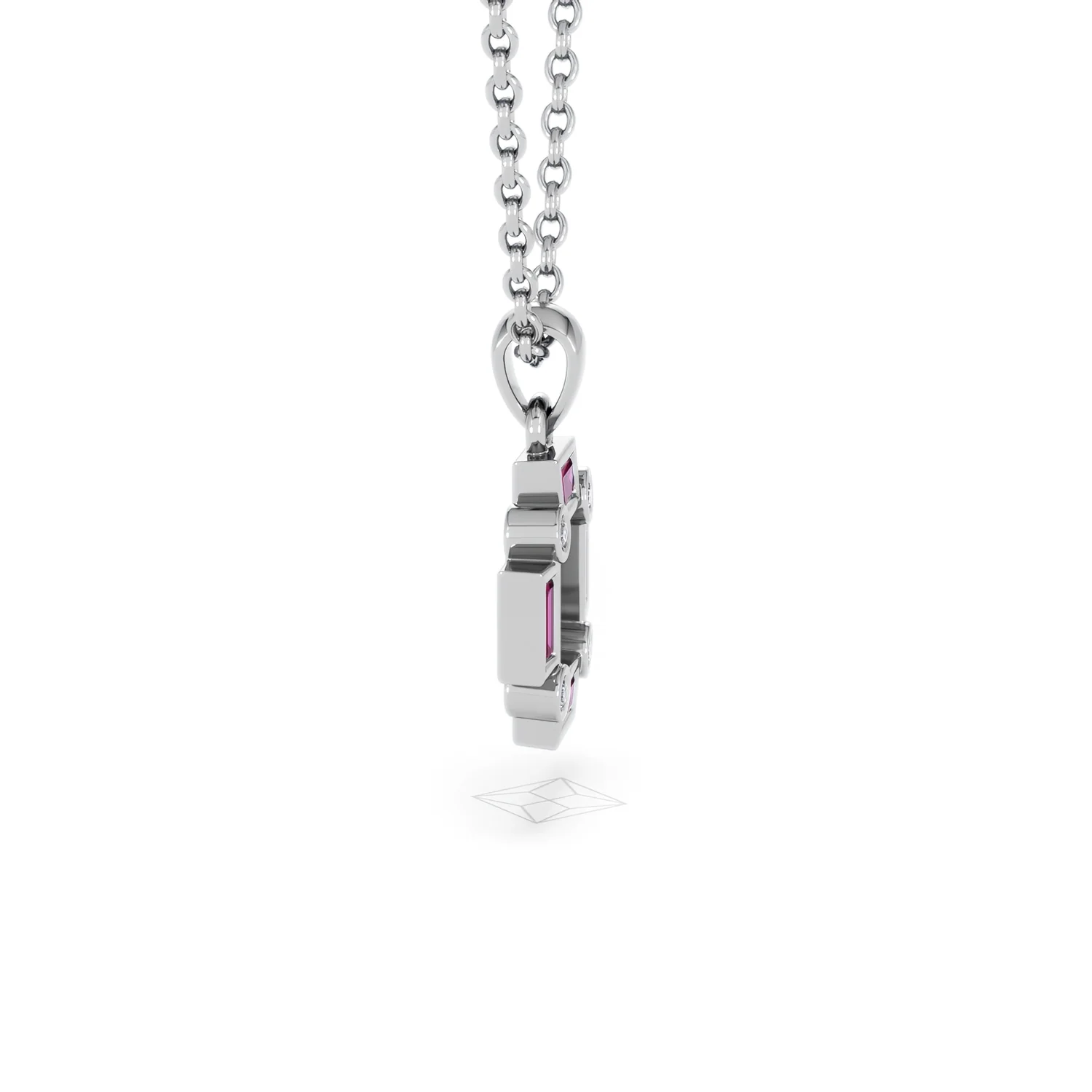 Forme 0.48ct Baguette Cut Lab Ruby Pendant Necklace in Sterling Silver - Image 25