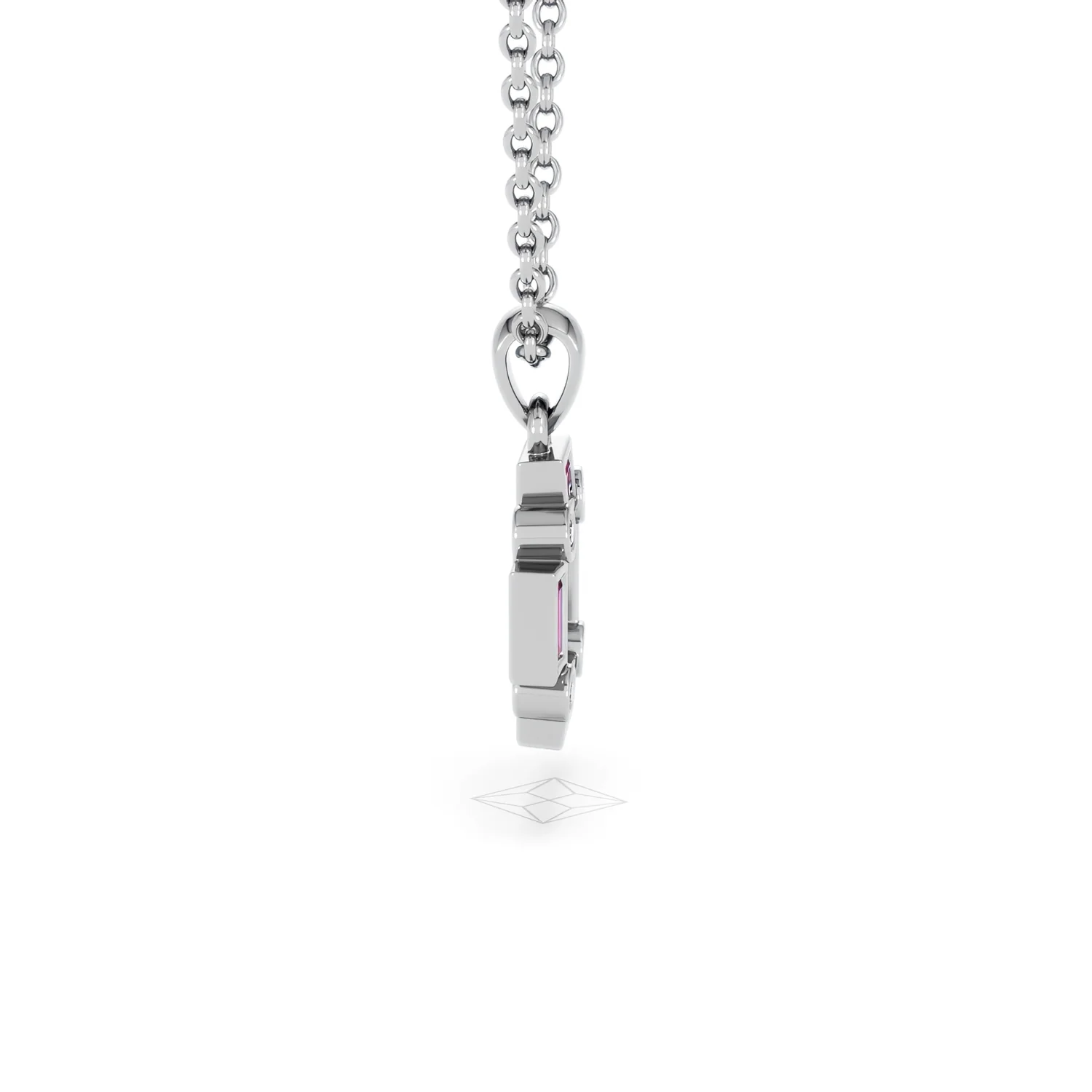Forme 0.48ct Baguette Cut Lab Ruby Pendant Necklace in Sterling Silver - Image 26