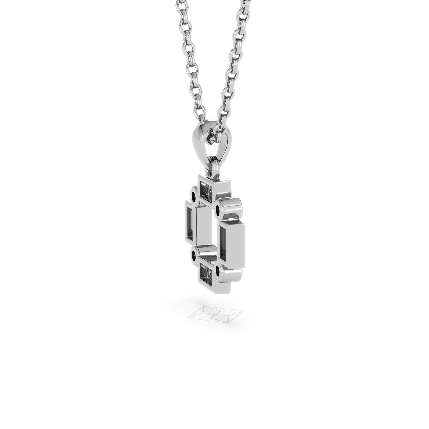 Forme 0.48ct Baguette Cut Lab Ruby Pendant Necklace in Sterling Silver - Image 32