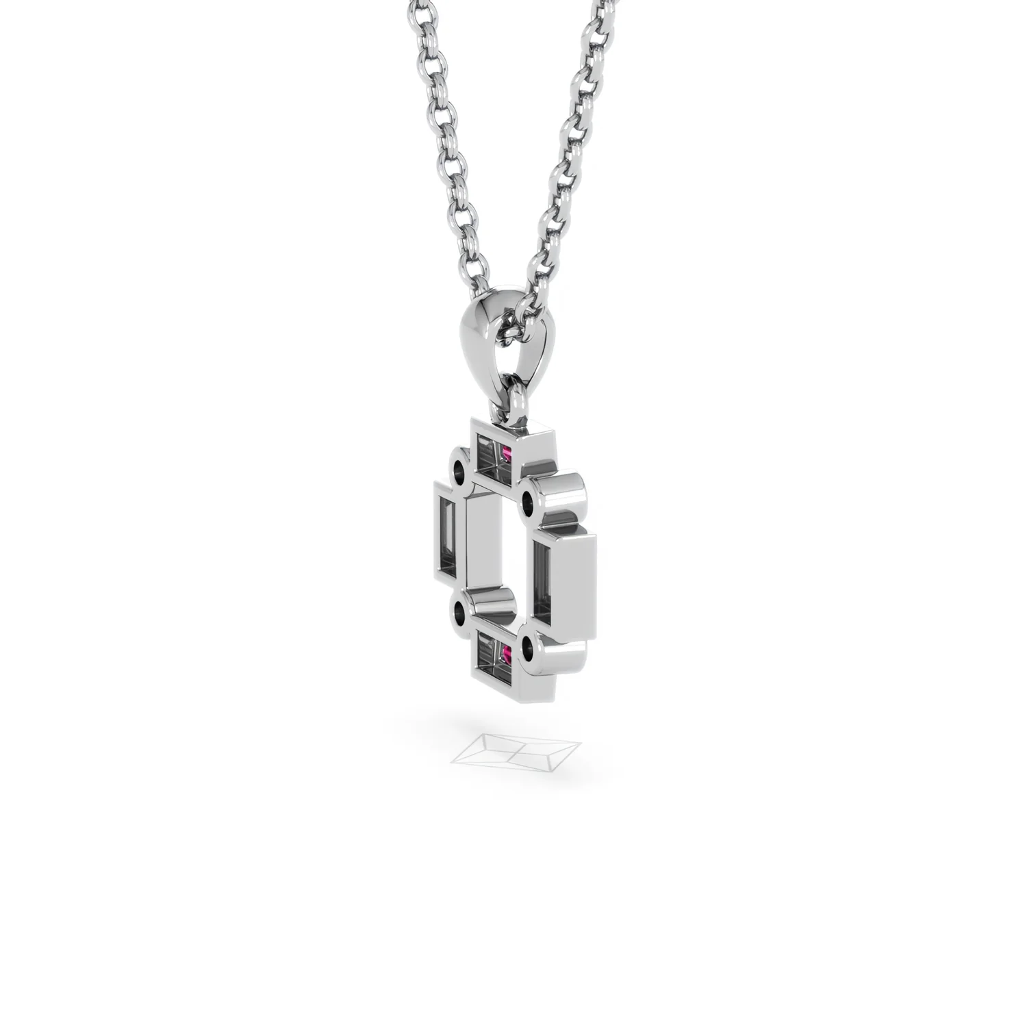 Forme 0.48ct Baguette Cut Lab Ruby Pendant Necklace in Sterling Silver - Image 33