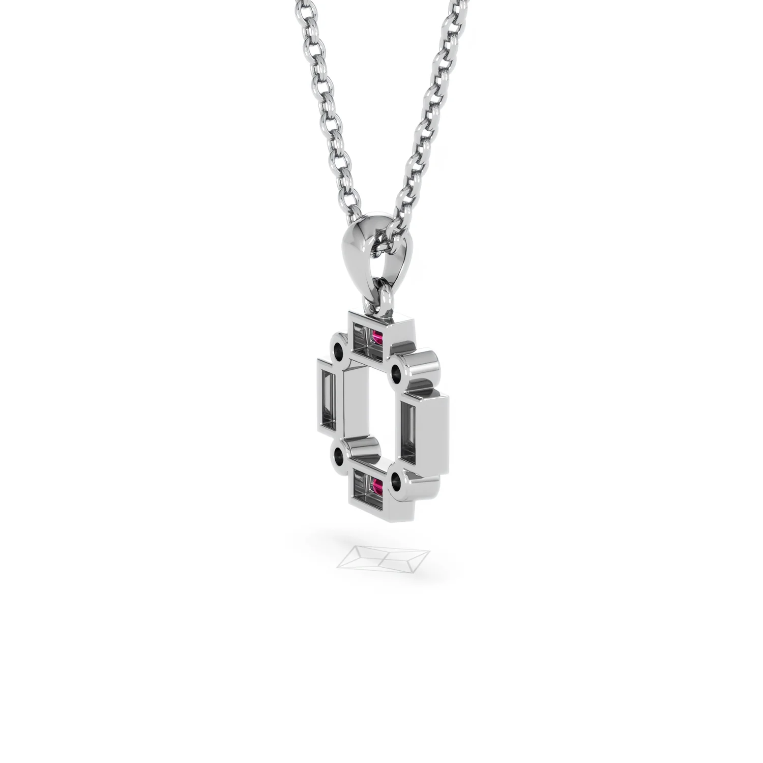 Forme 0.48ct Baguette Cut Lab Ruby Pendant Necklace in Sterling Silver - Image 34