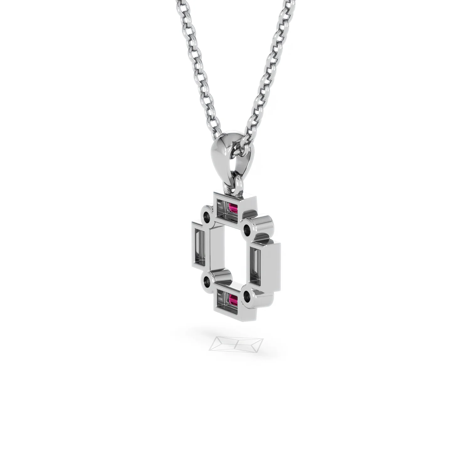 Forme 0.48ct Baguette Cut Lab Ruby Pendant Necklace in Sterling Silver - Image 35