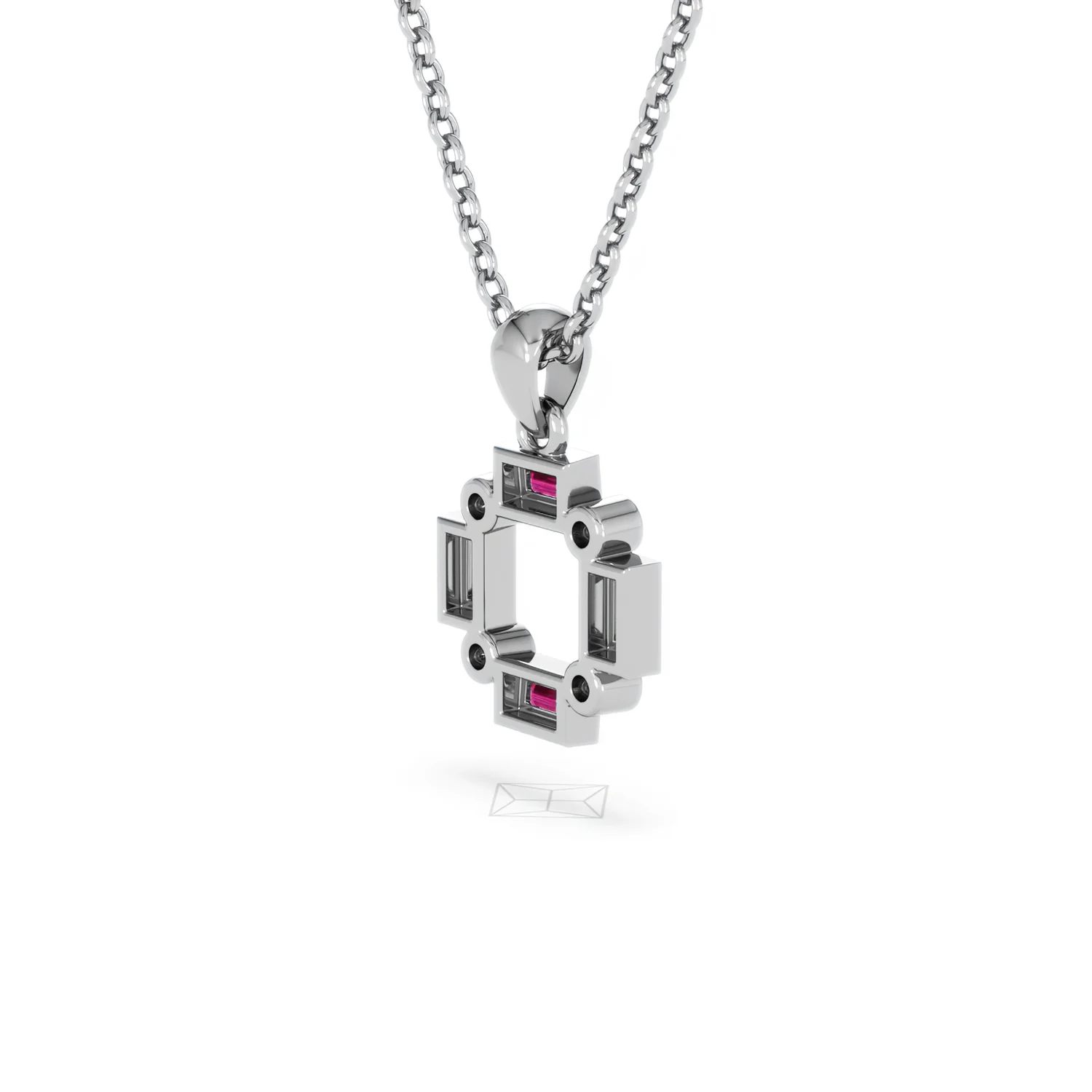 Forme 0.48ct Baguette Cut Lab Ruby Pendant Necklace in Sterling Silver - Image 36