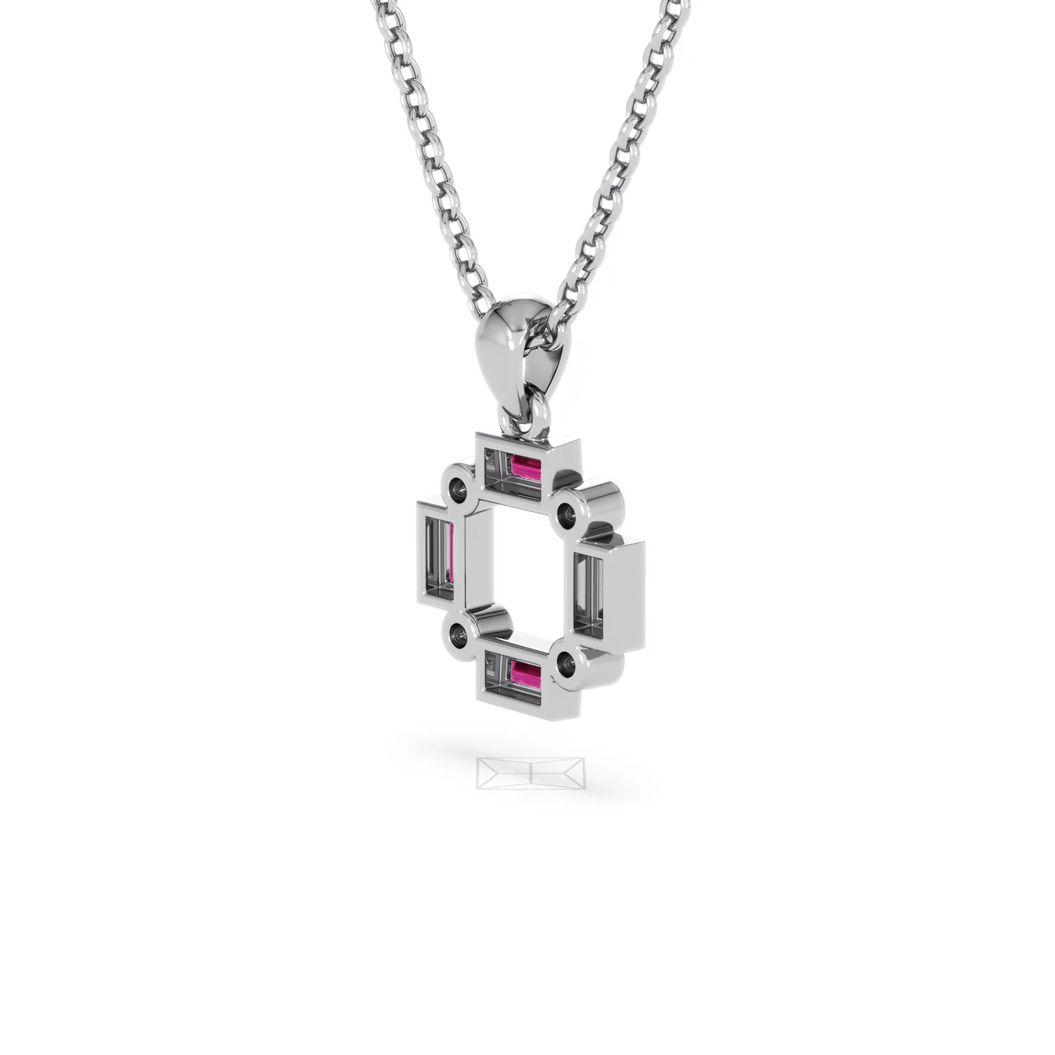 Forme 0.48ct Baguette Cut Lab Ruby Pendant Necklace in Sterling Silver - Image 37