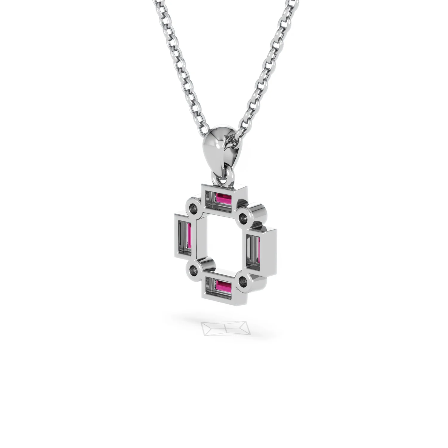 Forme 0.48ct Baguette Cut Lab Ruby Pendant Necklace in Sterling Silver - Image 38