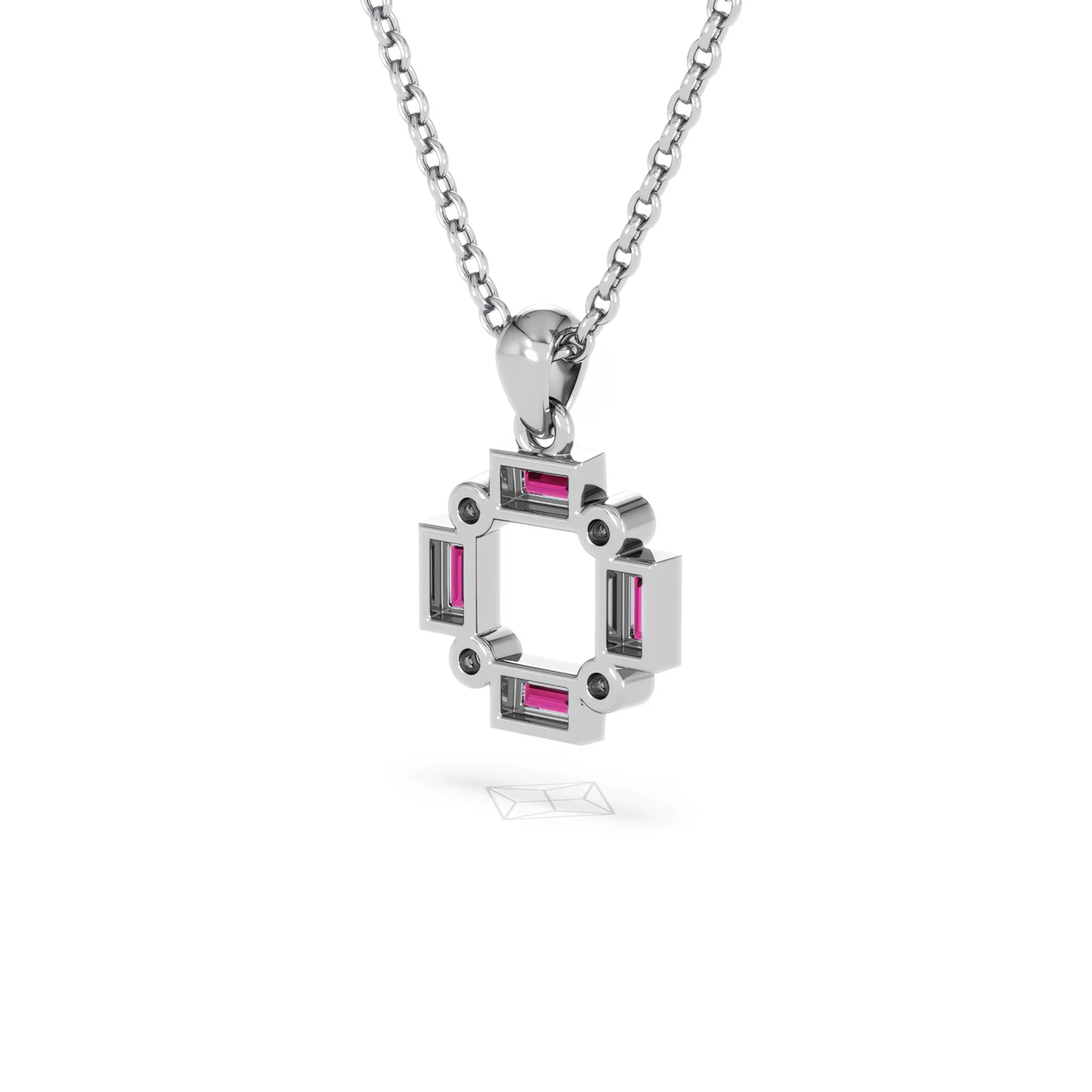 Forme 0.48ct Baguette Cut Lab Ruby Pendant Necklace in Sterling Silver - Image 39