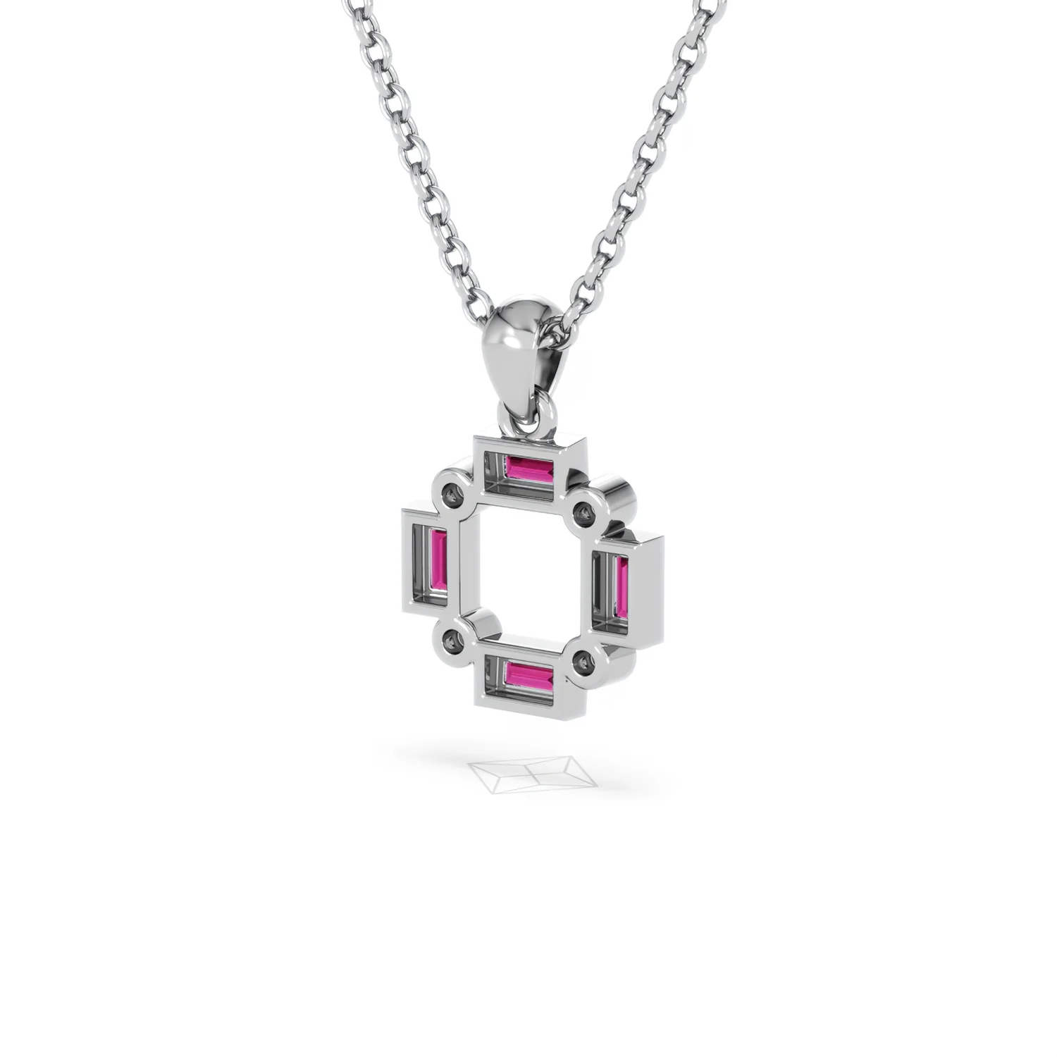 Forme 0.48ct Baguette Cut Lab Ruby Pendant Necklace in Sterling Silver - Image 40