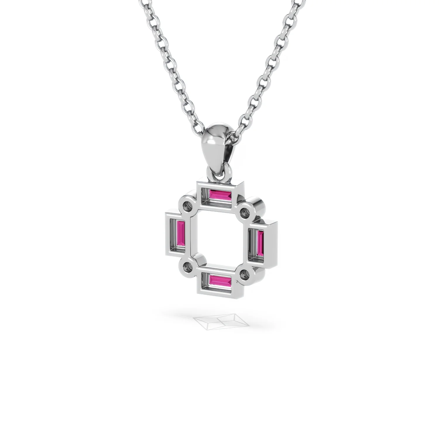 Forme 0.48ct Baguette Cut Lab Ruby Pendant Necklace in Sterling Silver - Image 41