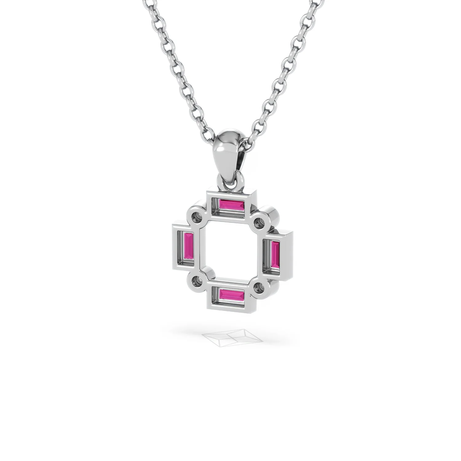Forme 0.48ct Baguette Cut Lab Ruby Pendant Necklace in Sterling Silver - Image 42
