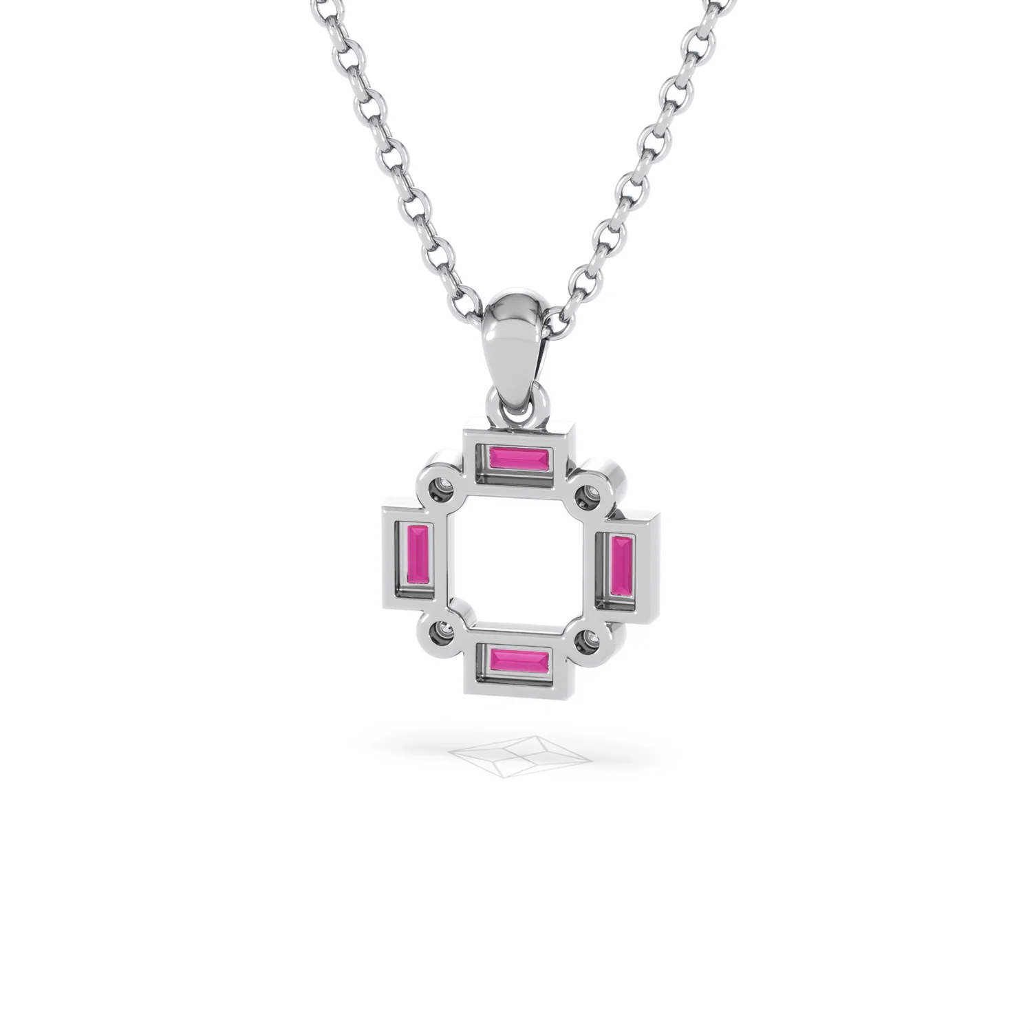 Forme 0.48ct Baguette Cut Lab Ruby Pendant Necklace in Sterling Silver - Image 44