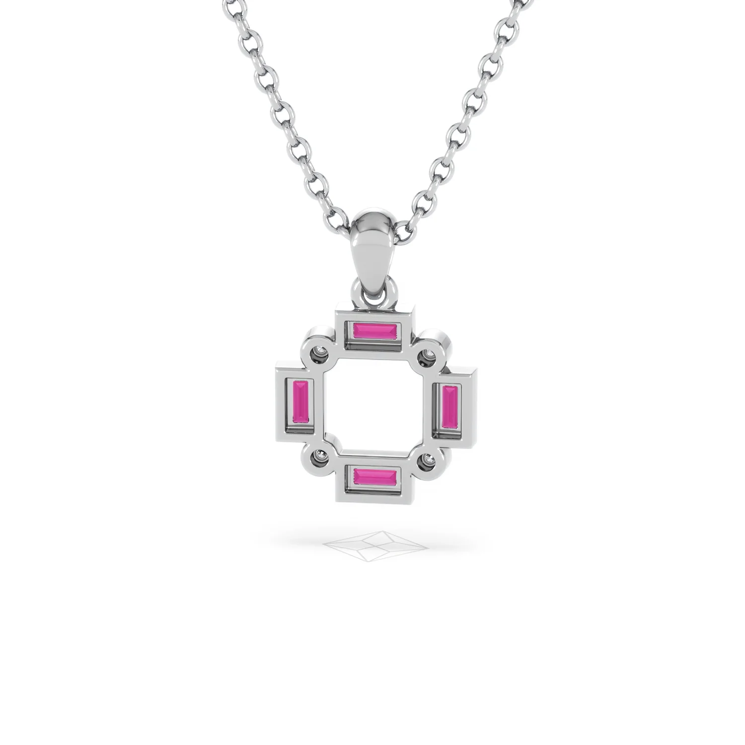 Forme 0.48ct Baguette Cut Lab Ruby Pendant Necklace in Sterling Silver - Image 45