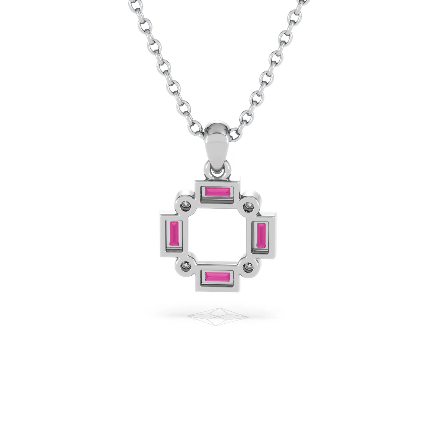 Forme 0.48ct Baguette Cut Lab Ruby Pendant Necklace in Sterling Silver - Image 46