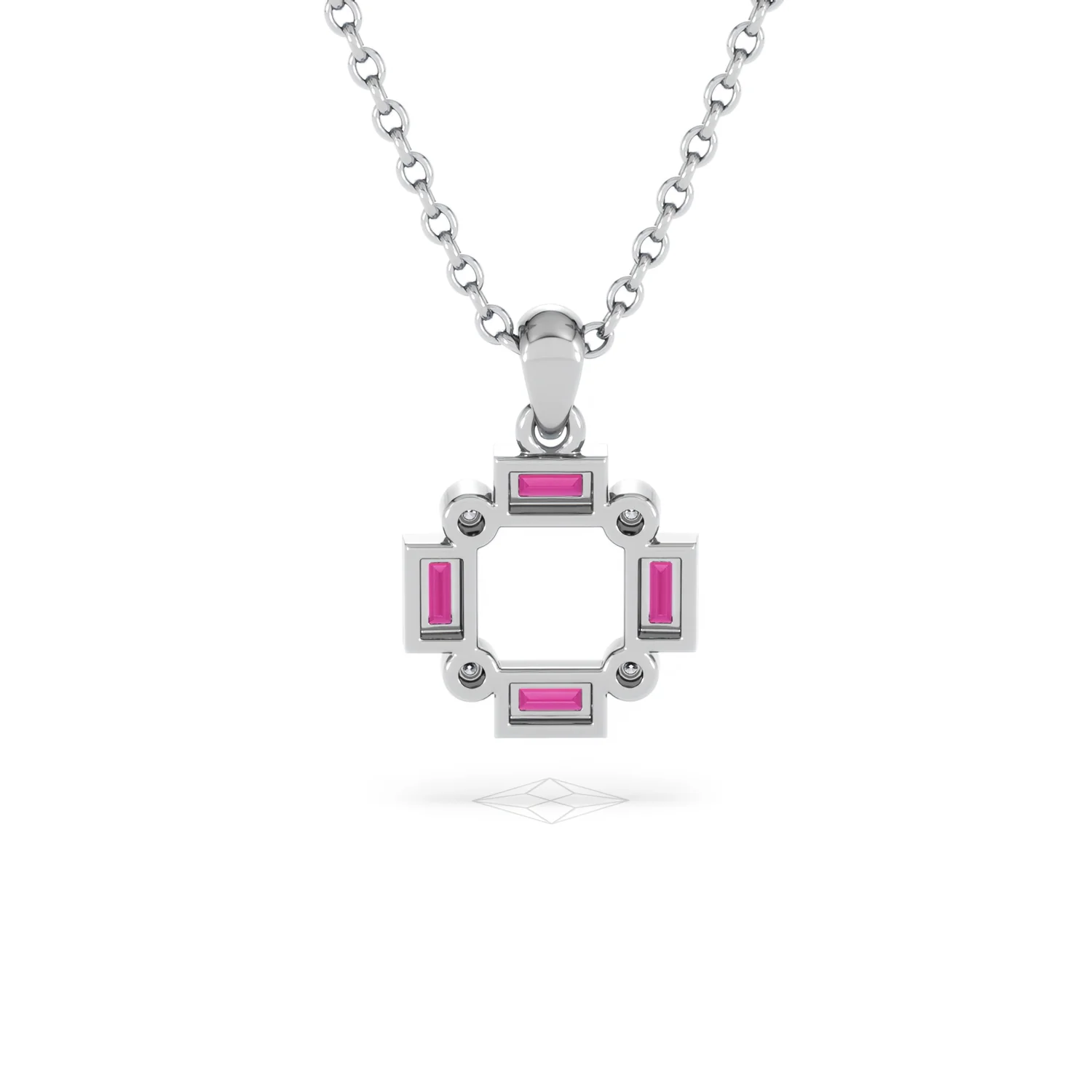 Forme 0.48ct Baguette Cut Lab Ruby Pendant Necklace in Sterling Silver - Image 47