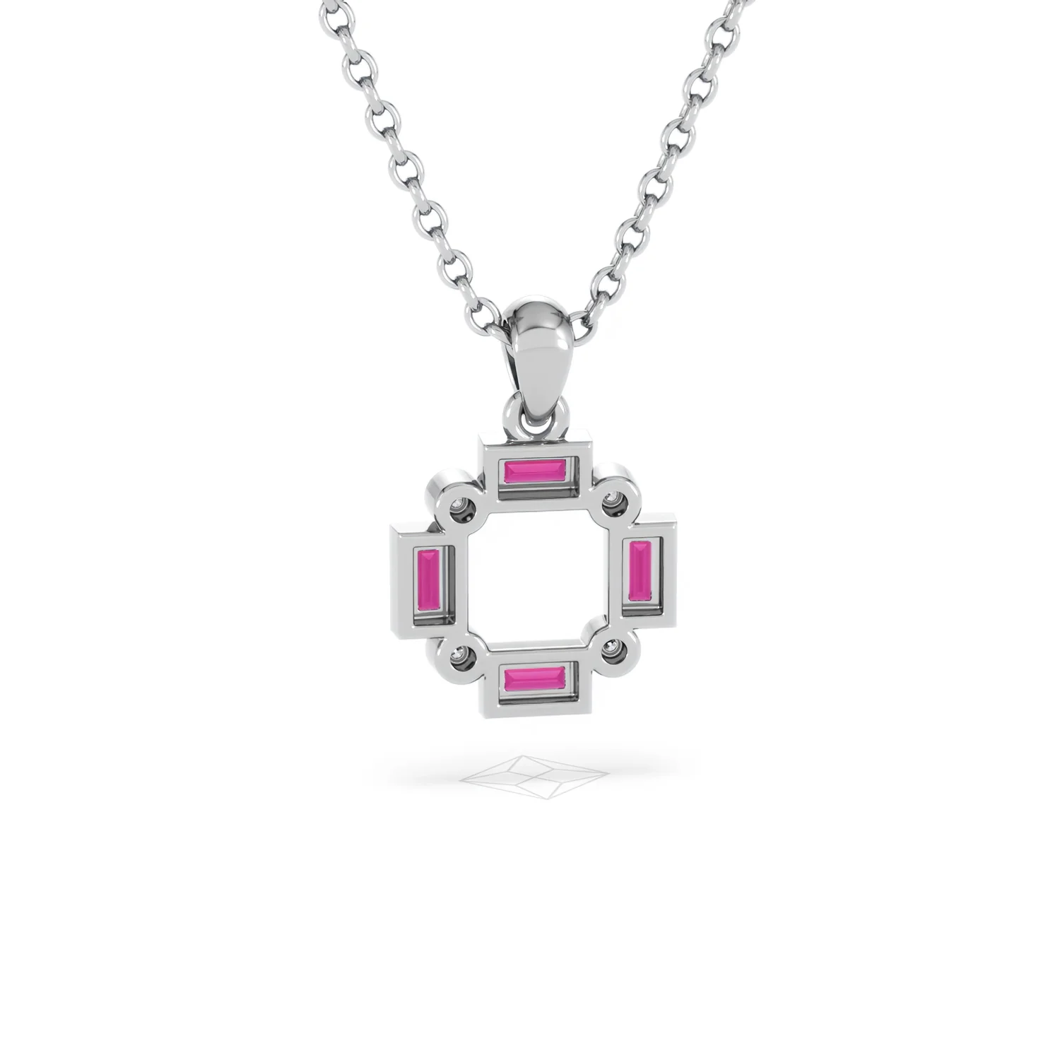 Forme 0.48ct Baguette Cut Lab Ruby Pendant Necklace in Sterling Silver - Image 49