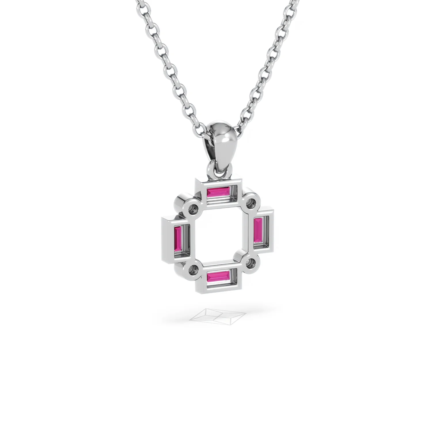 Forme 0.48ct Baguette Cut Lab Ruby Pendant Necklace in Sterling Silver - Image 52